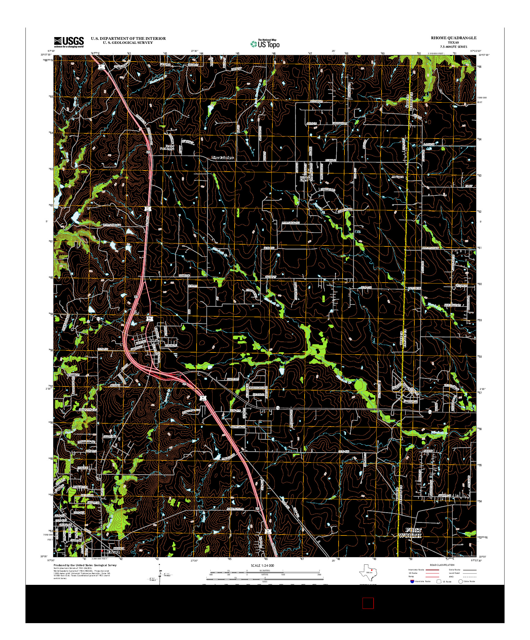 USGS US TOPO 7.5-MINUTE MAP FOR RHOME, TX 2013