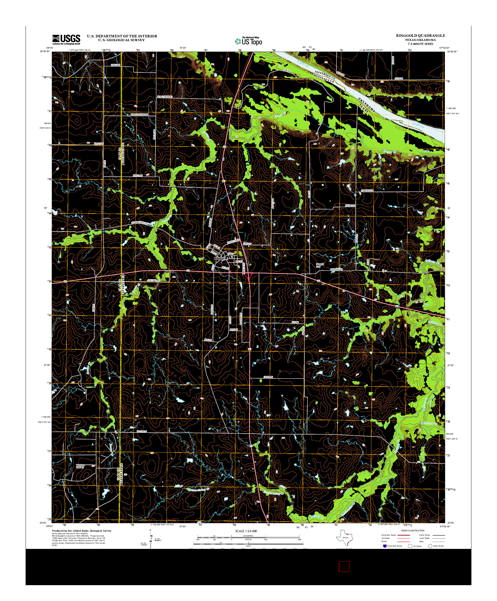 USGS US TOPO 7.5-MINUTE MAP FOR RINGGOLD, TX-OK 2013
