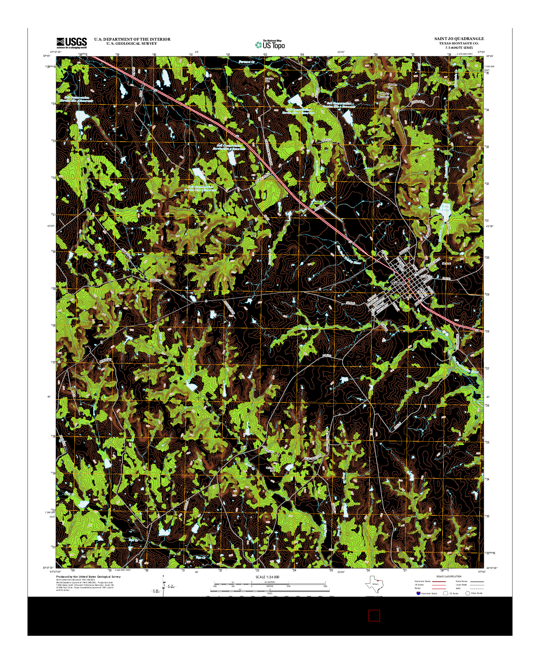 USGS US TOPO 7.5-MINUTE MAP FOR SAINT JO, TX 2013