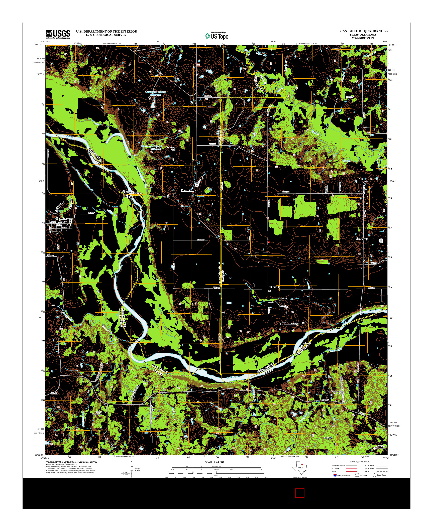 USGS US TOPO 7.5-MINUTE MAP FOR SPANISH FORT, TX-OK 2013