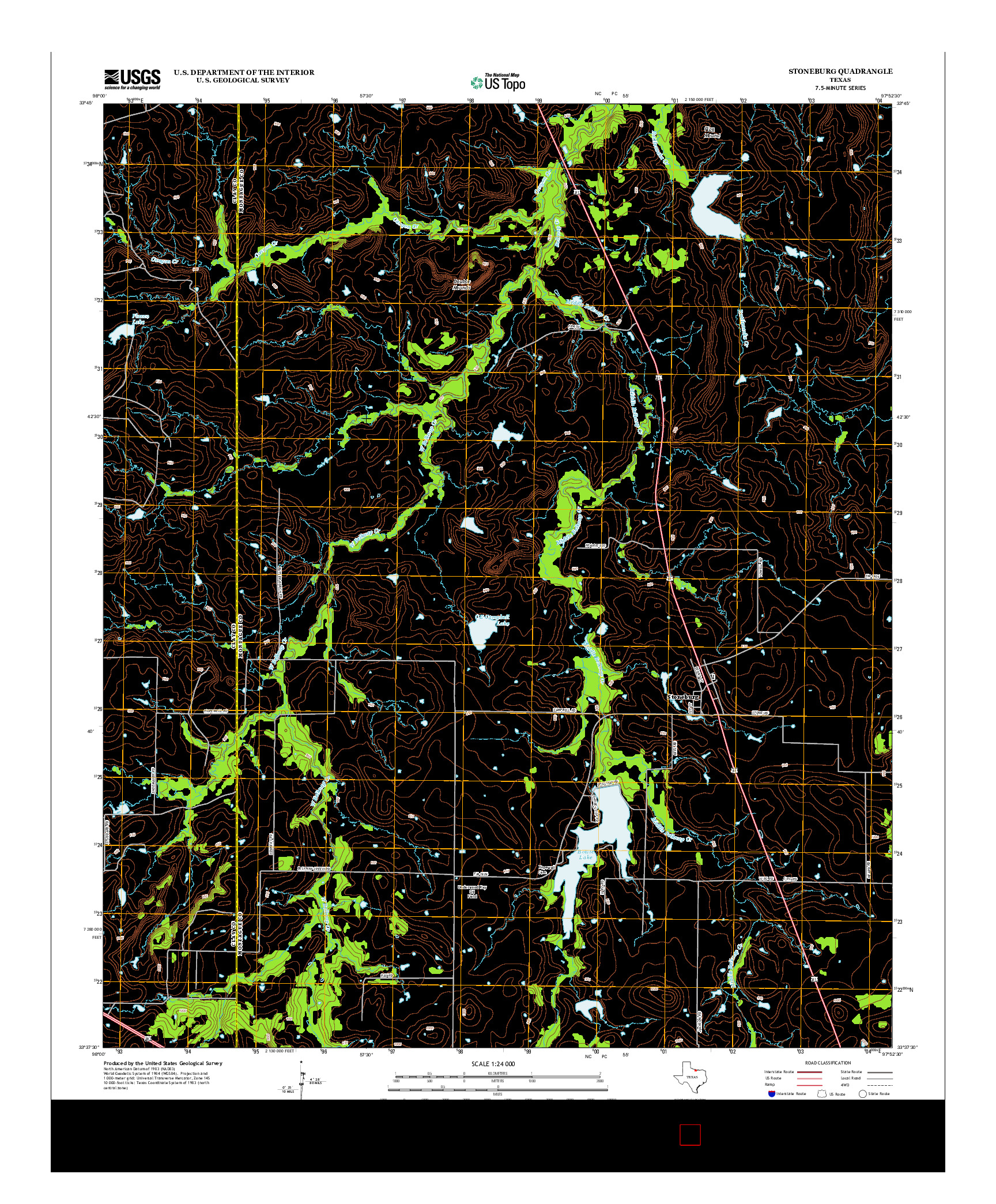 USGS US TOPO 7.5-MINUTE MAP FOR STONEBURG, TX 2013