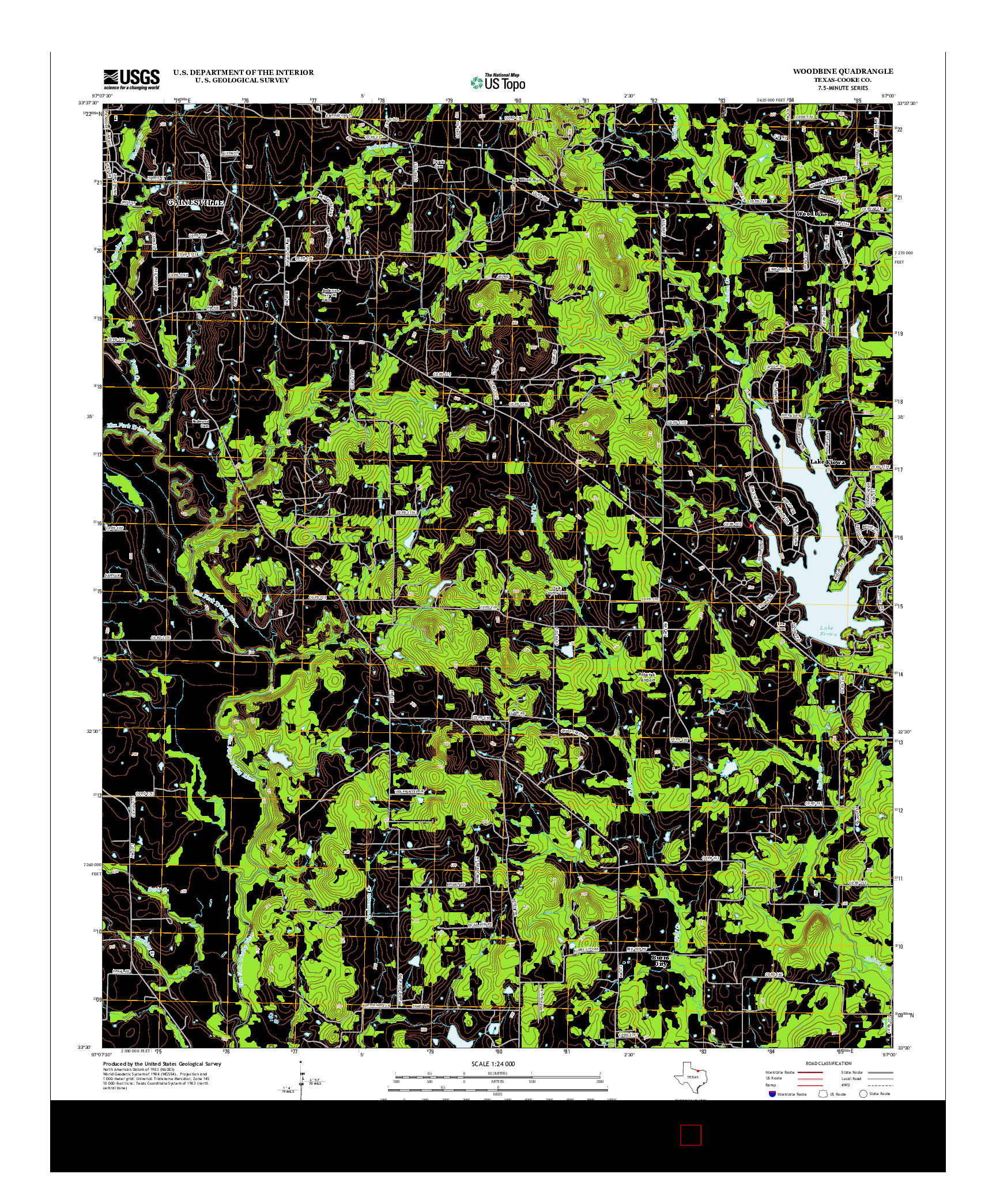 USGS US TOPO 7.5-MINUTE MAP FOR WOODBINE, TX 2013