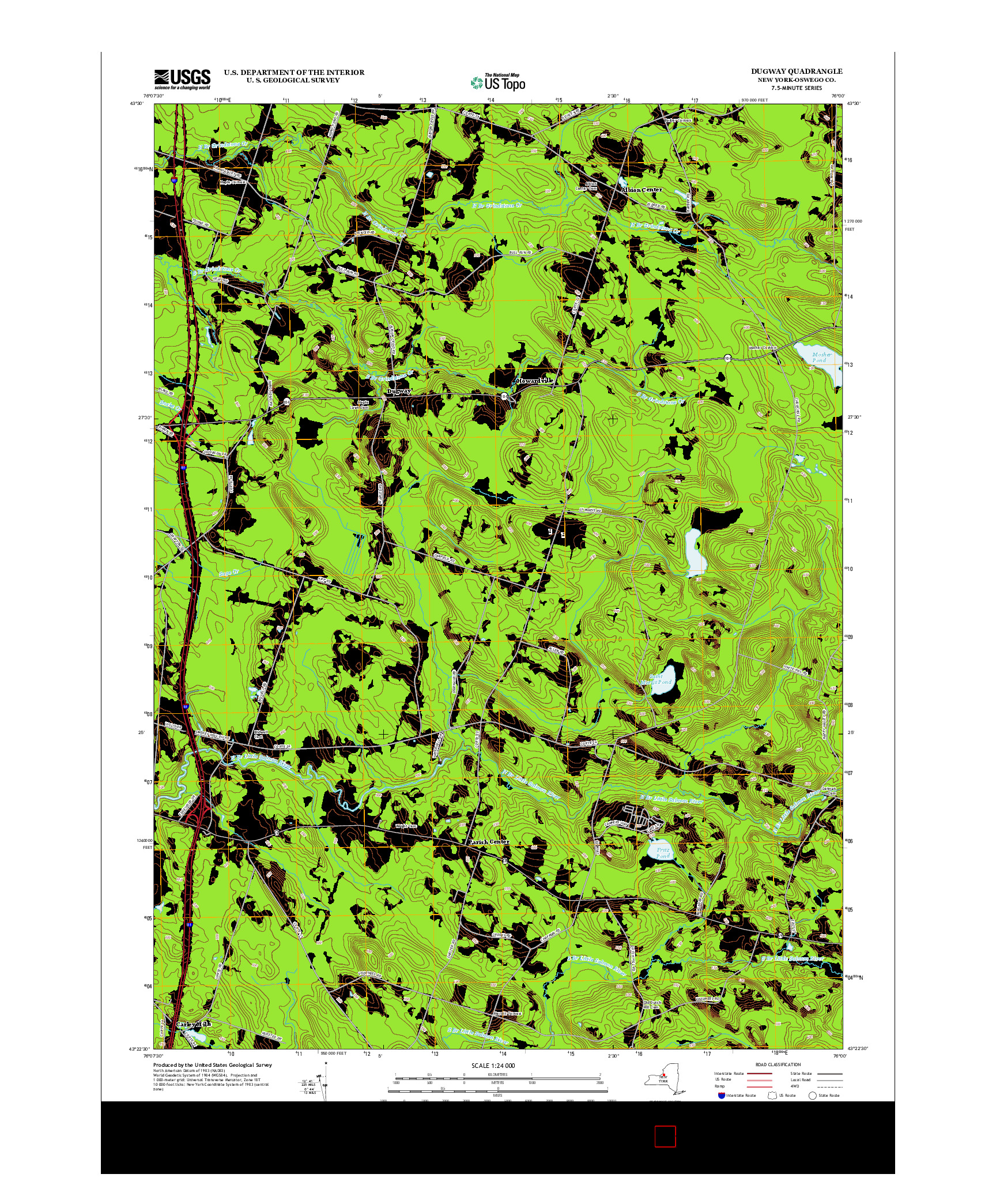 USGS US TOPO 7.5-MINUTE MAP FOR DUGWAY, NY 2013