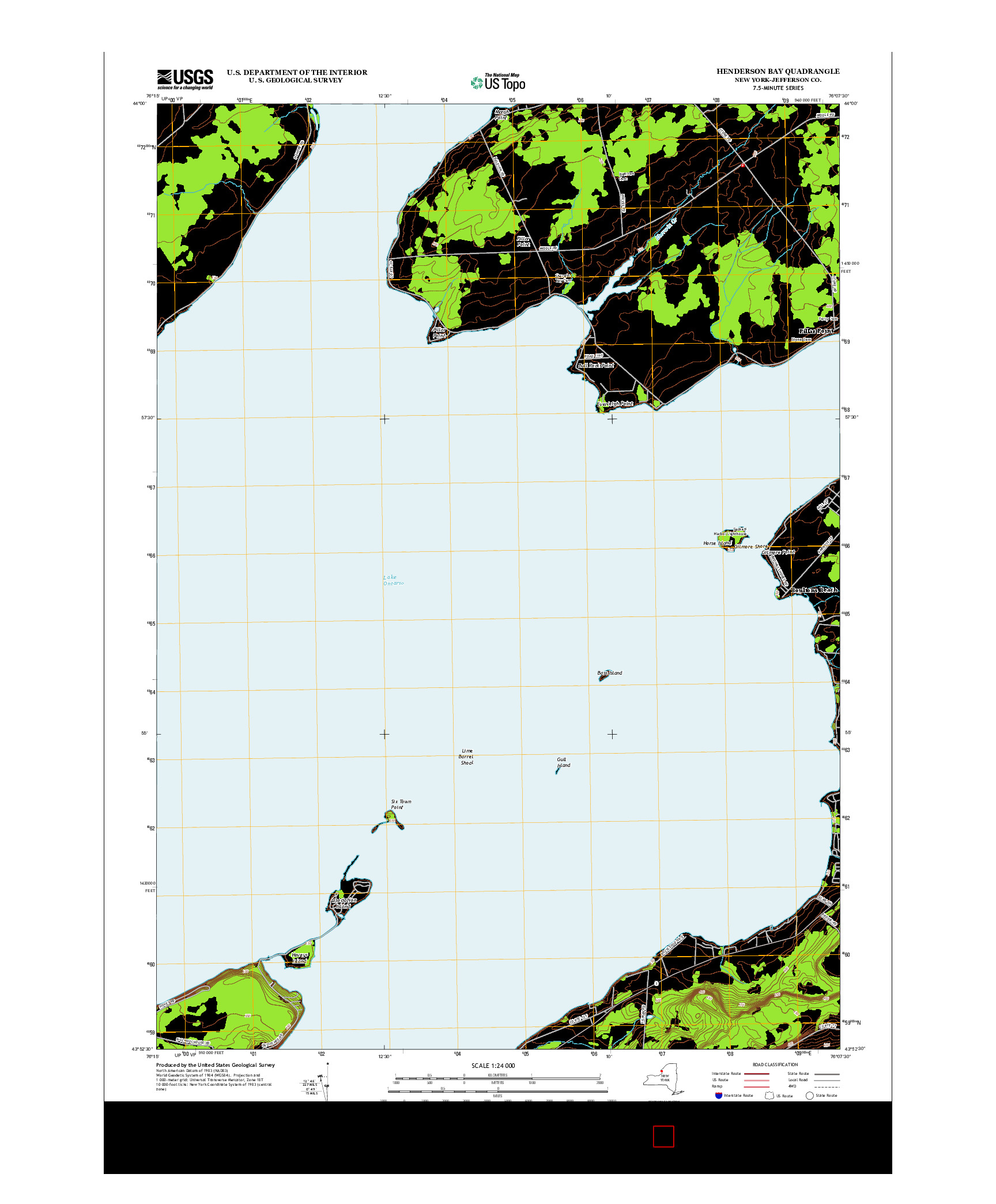 USGS US TOPO 7.5-MINUTE MAP FOR HENDERSON BAY, NY 2013