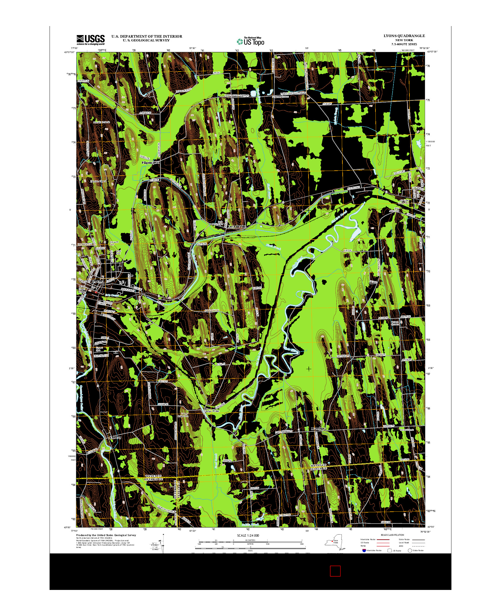 USGS US TOPO 7.5-MINUTE MAP FOR LYONS, NY 2013