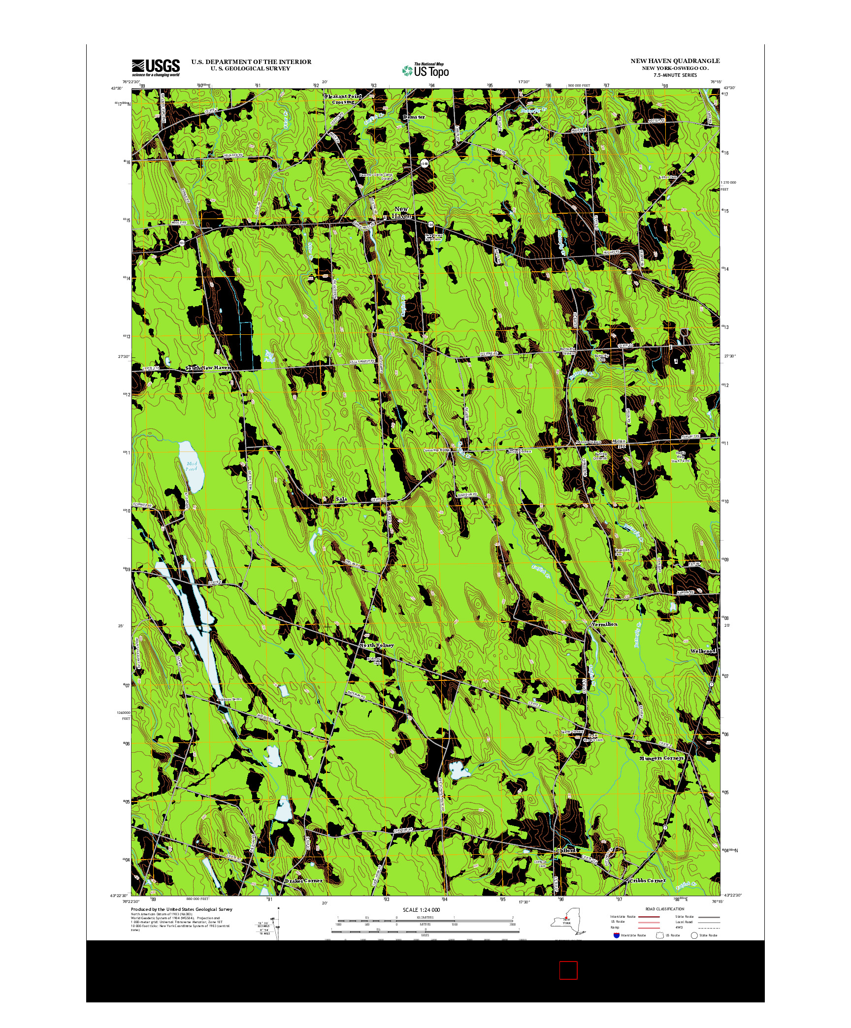 USGS US TOPO 7.5-MINUTE MAP FOR NEW HAVEN, NY 2013