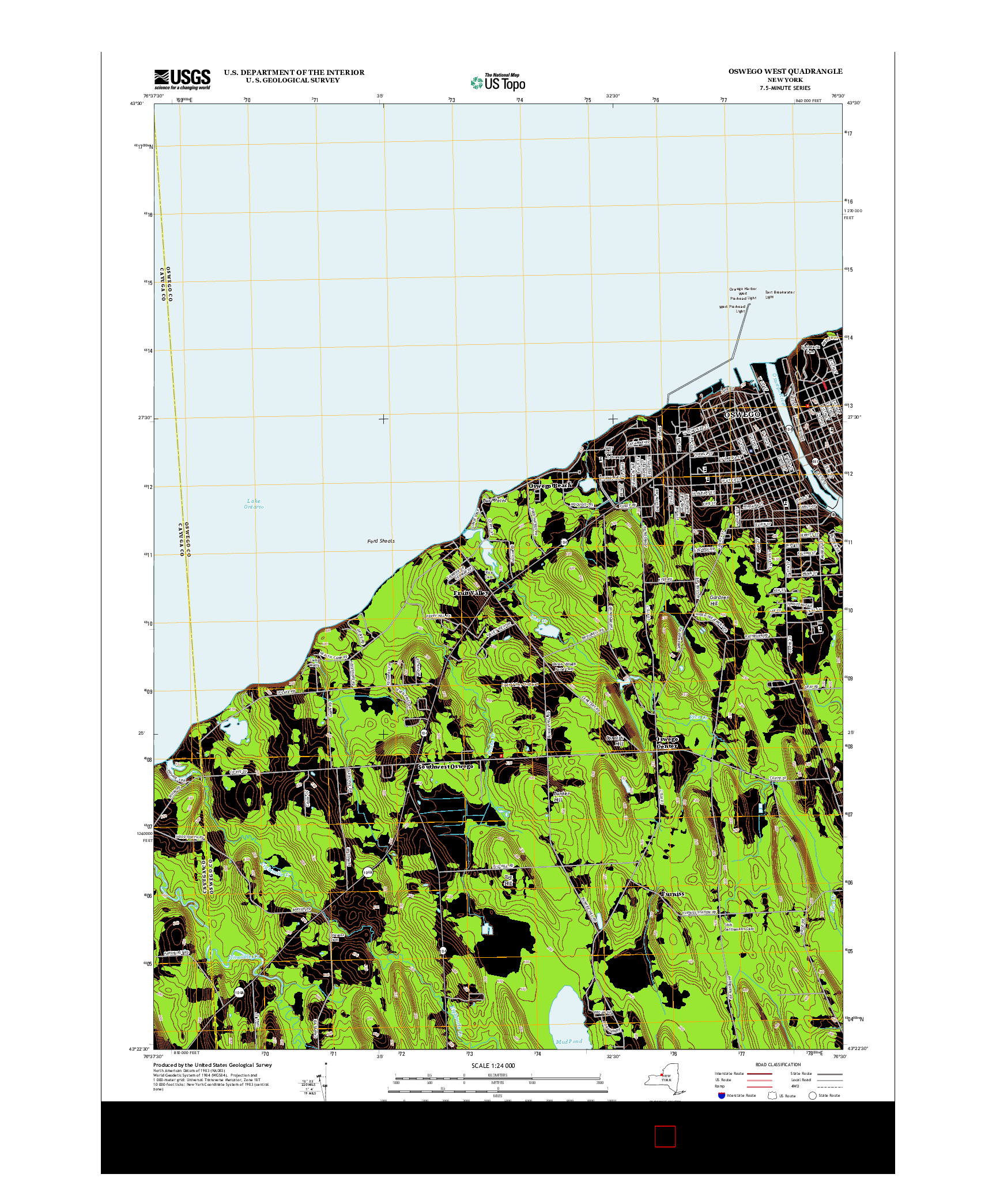 USGS US TOPO 7.5-MINUTE MAP FOR OSWEGO WEST, NY 2013