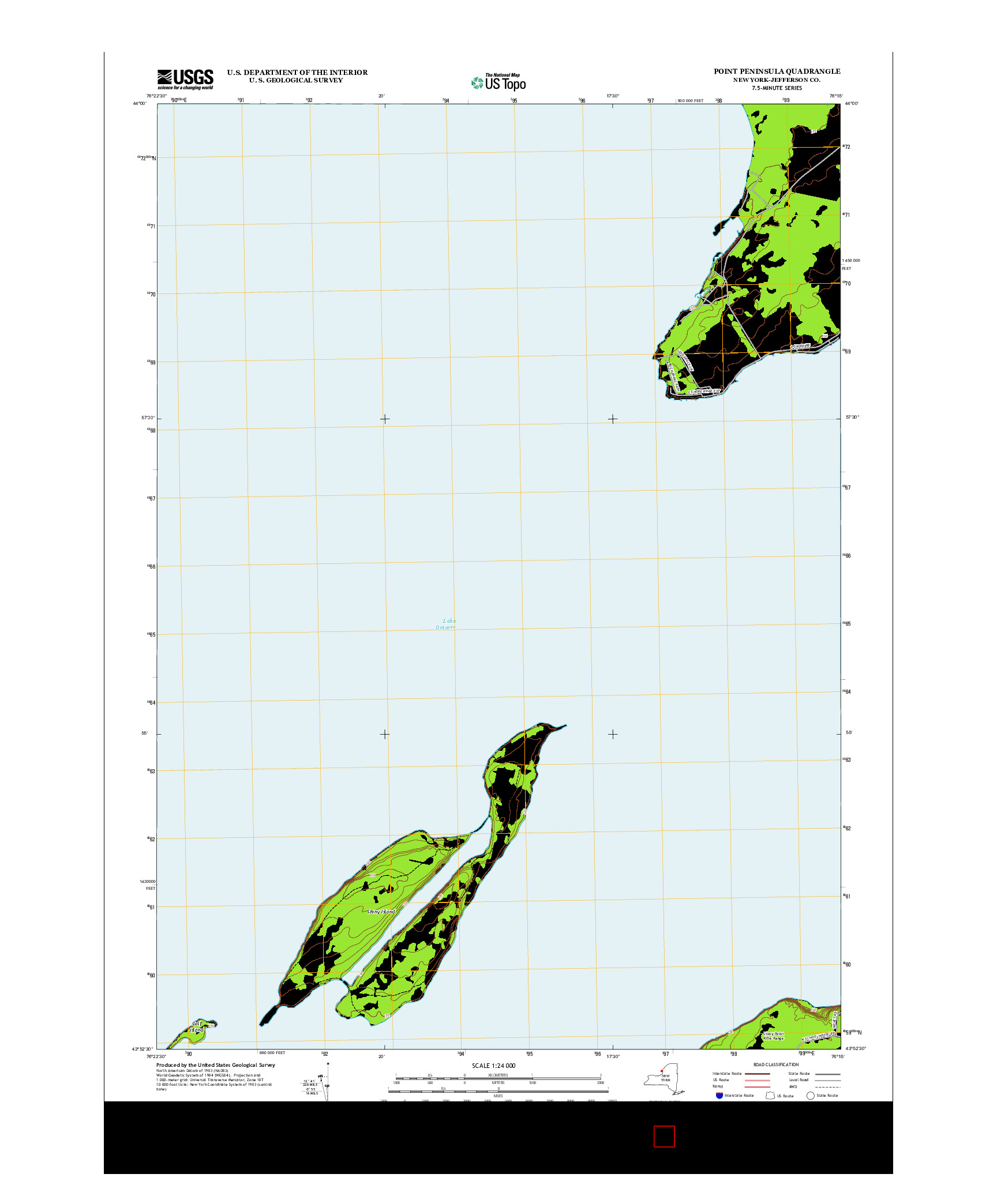 USGS US TOPO 7.5-MINUTE MAP FOR POINT PENINSULA, NY 2013