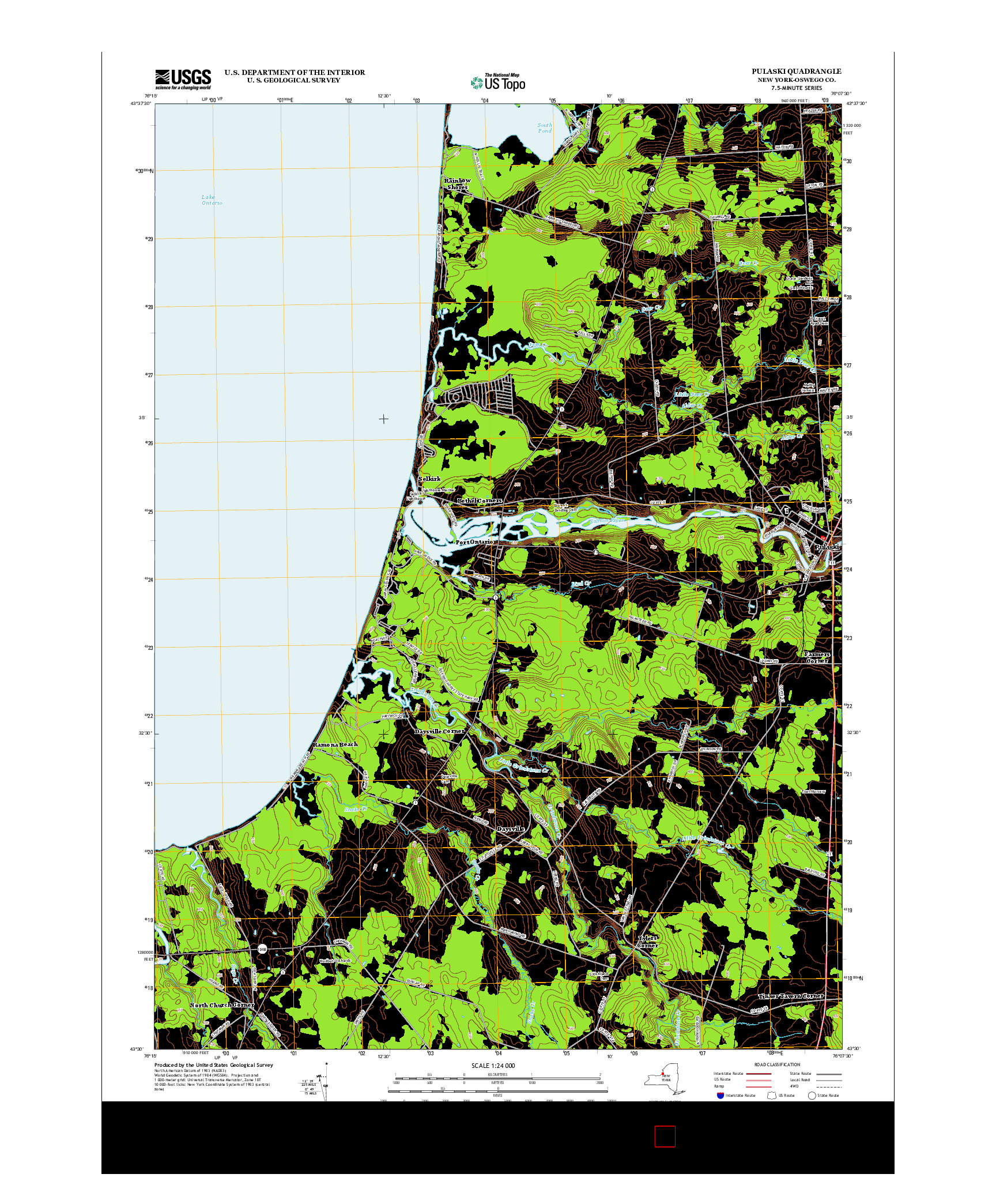 USGS US TOPO 7.5-MINUTE MAP FOR PULASKI, NY 2013