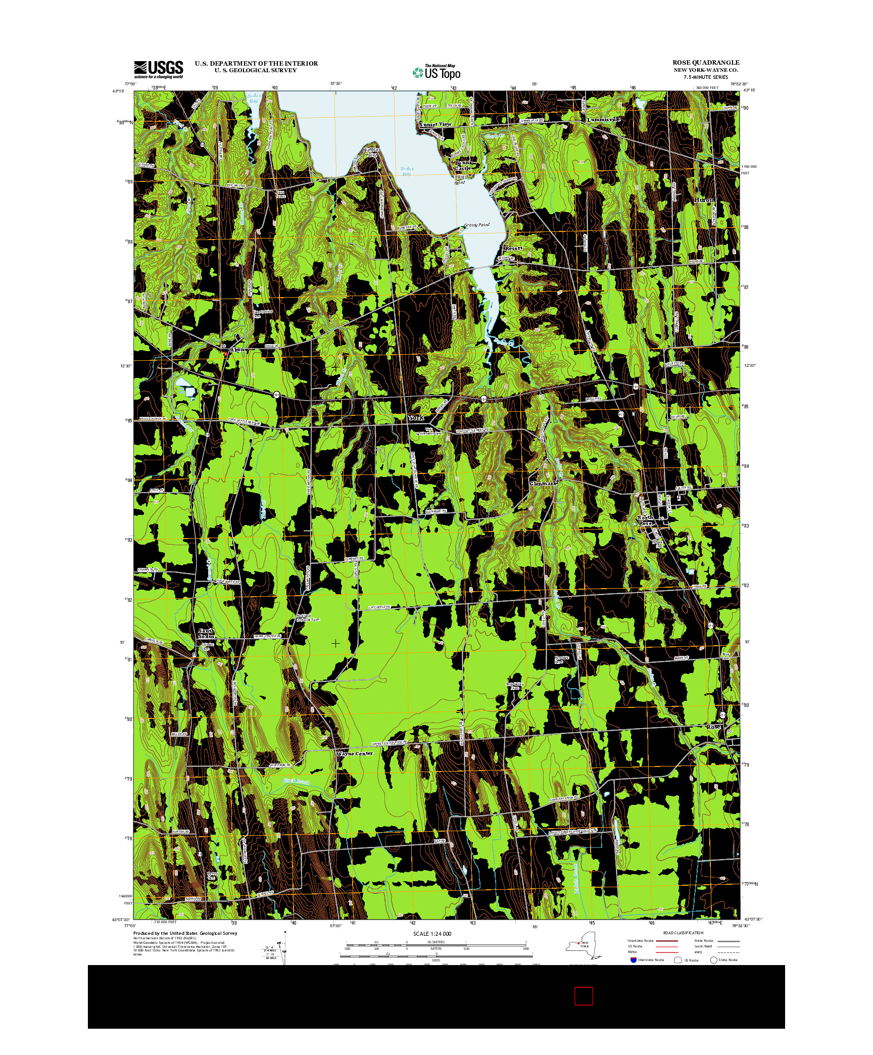 USGS US TOPO 7.5-MINUTE MAP FOR ROSE, NY 2013