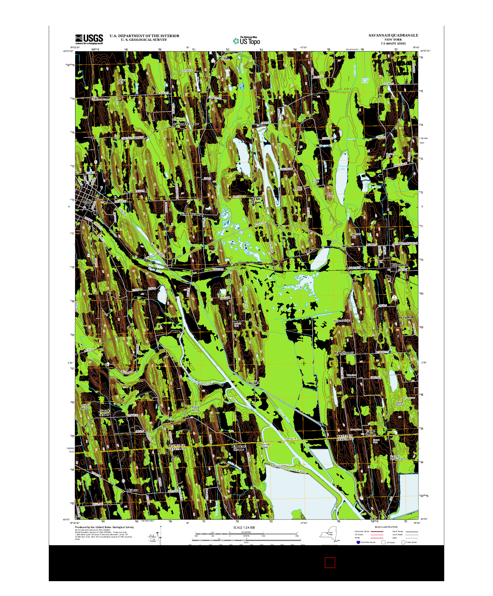 USGS US TOPO 7.5-MINUTE MAP FOR SAVANNAH, NY 2013