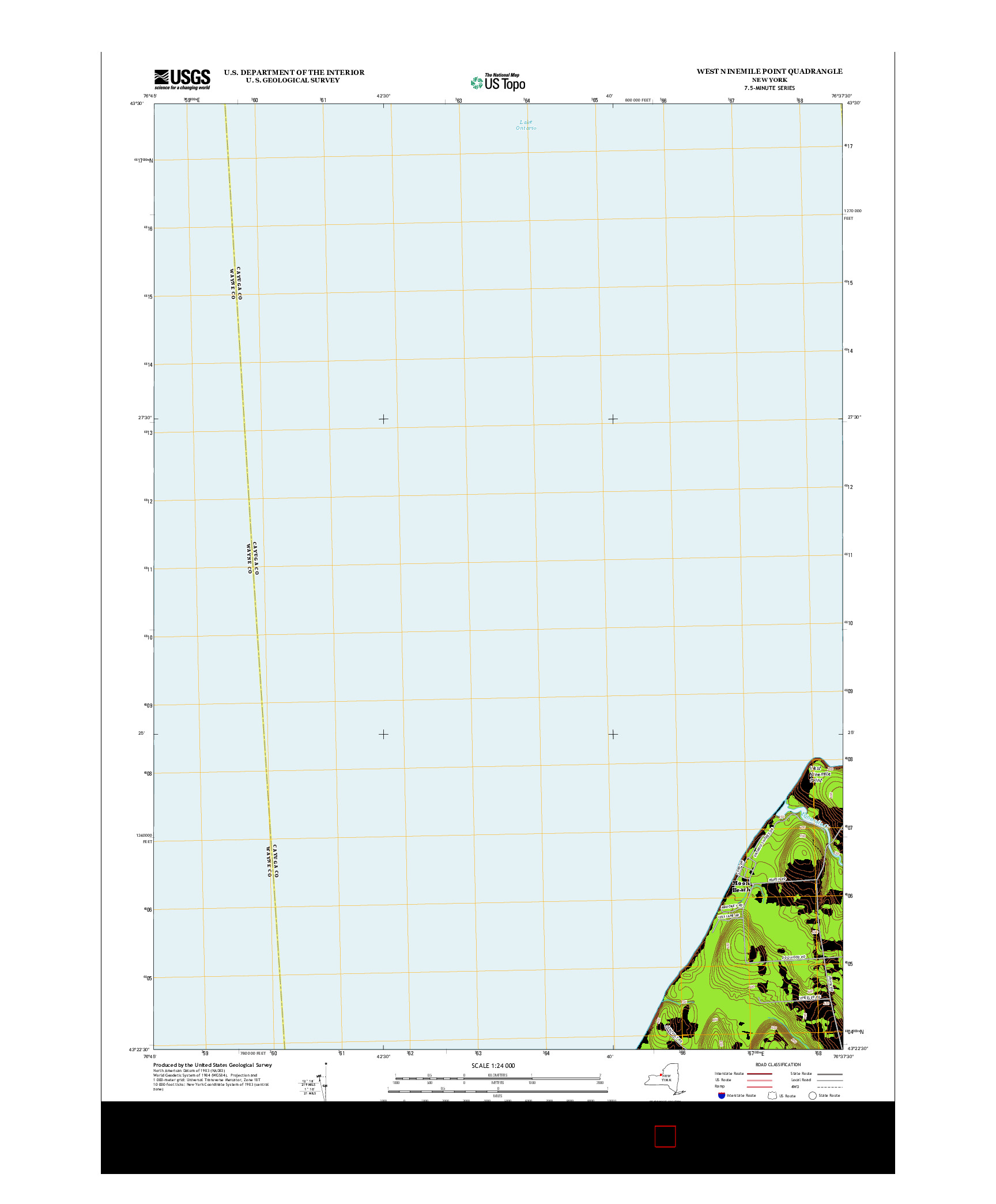 USGS US TOPO 7.5-MINUTE MAP FOR WEST NINEMILE POINT, NY 2013