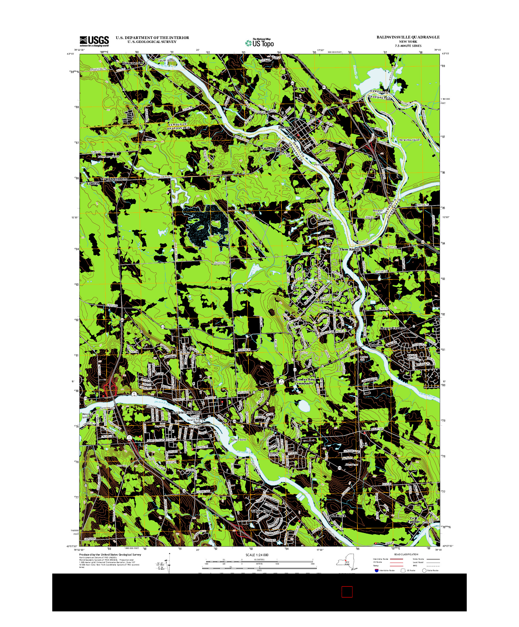 USGS US TOPO 7.5-MINUTE MAP FOR BALDWINSVILLE, NY 2013