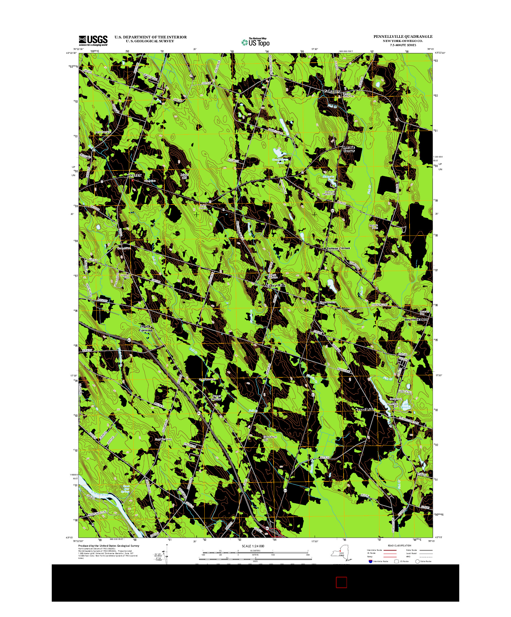 USGS US TOPO 7.5-MINUTE MAP FOR PENNELLVILLE, NY 2013