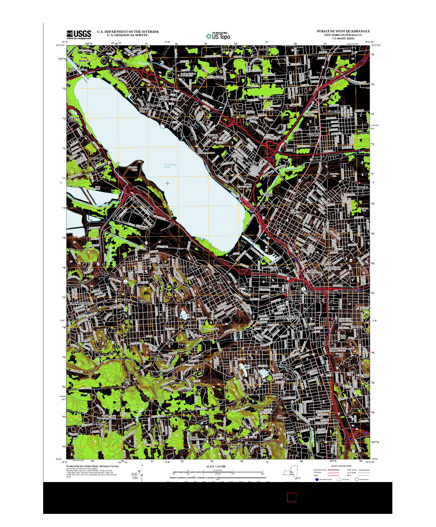 USGS US TOPO 7.5-MINUTE MAP FOR SYRACUSE WEST, NY 2013