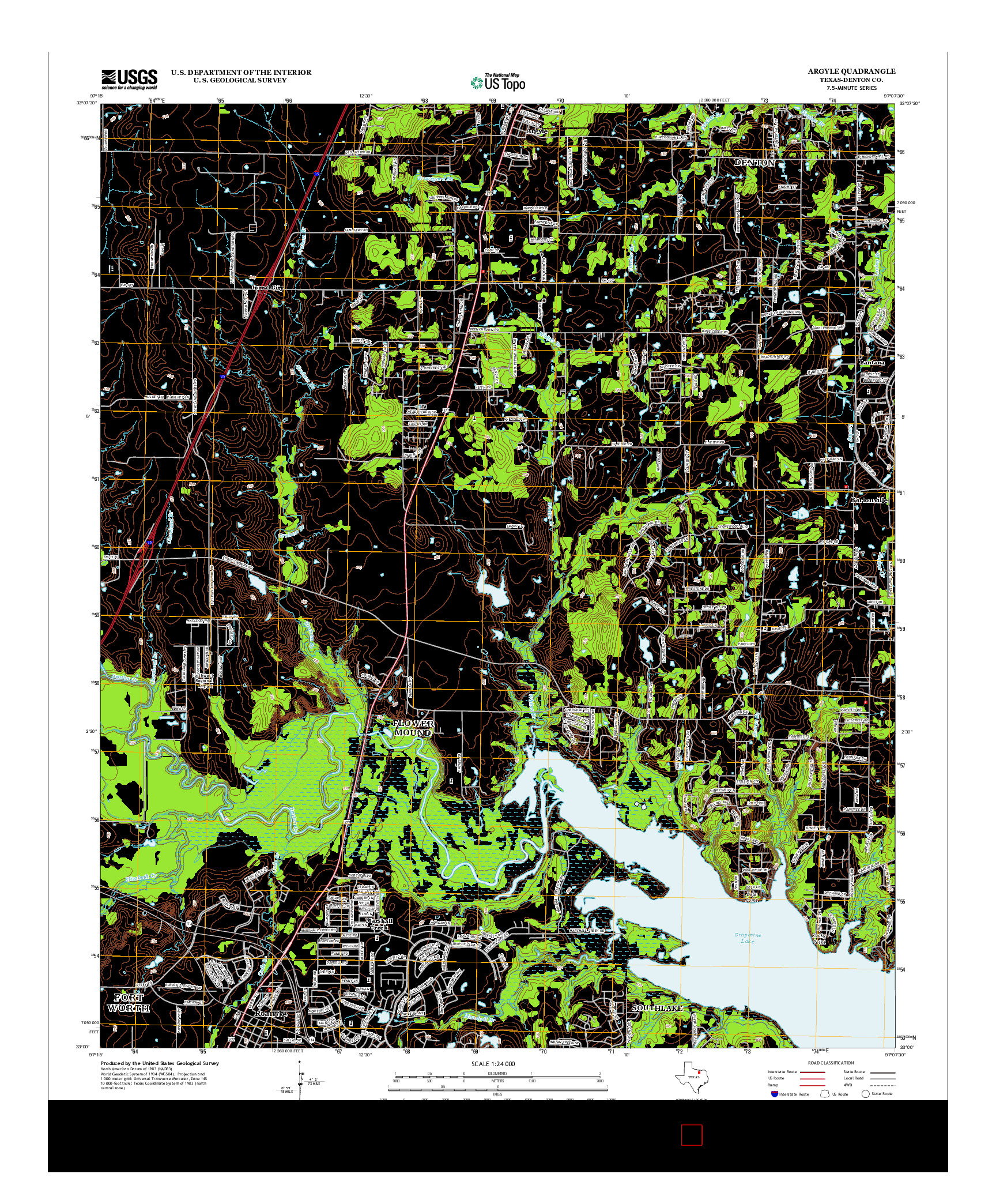 USGS US TOPO 7.5-MINUTE MAP FOR ARGYLE, TX 2013