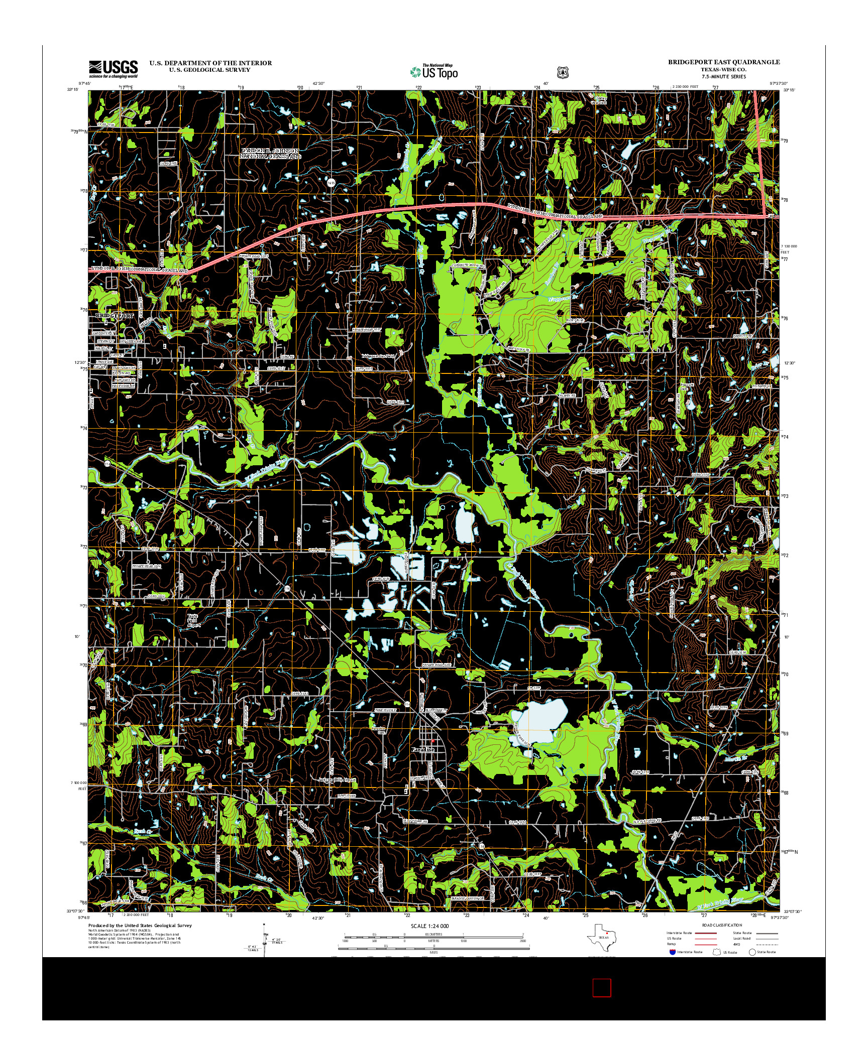 USGS US TOPO 7.5-MINUTE MAP FOR BRIDGEPORT EAST, TX 2013