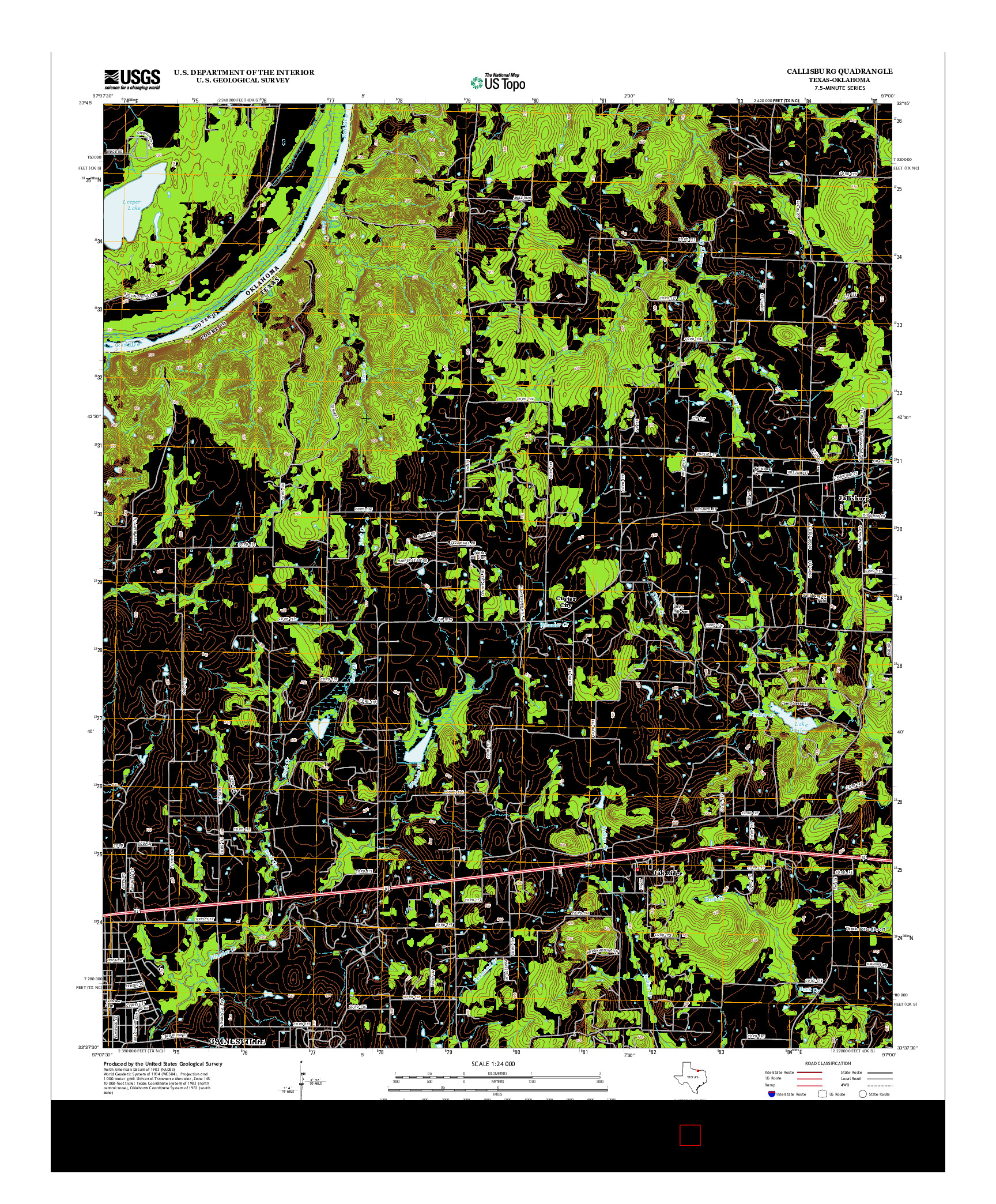 USGS US TOPO 7.5-MINUTE MAP FOR CALLISBURG, TX-OK 2013