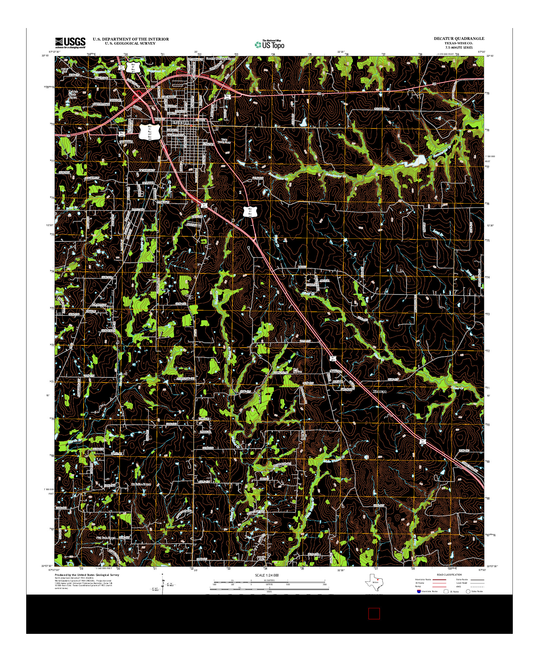 USGS US TOPO 7.5-MINUTE MAP FOR DECATUR, TX 2013