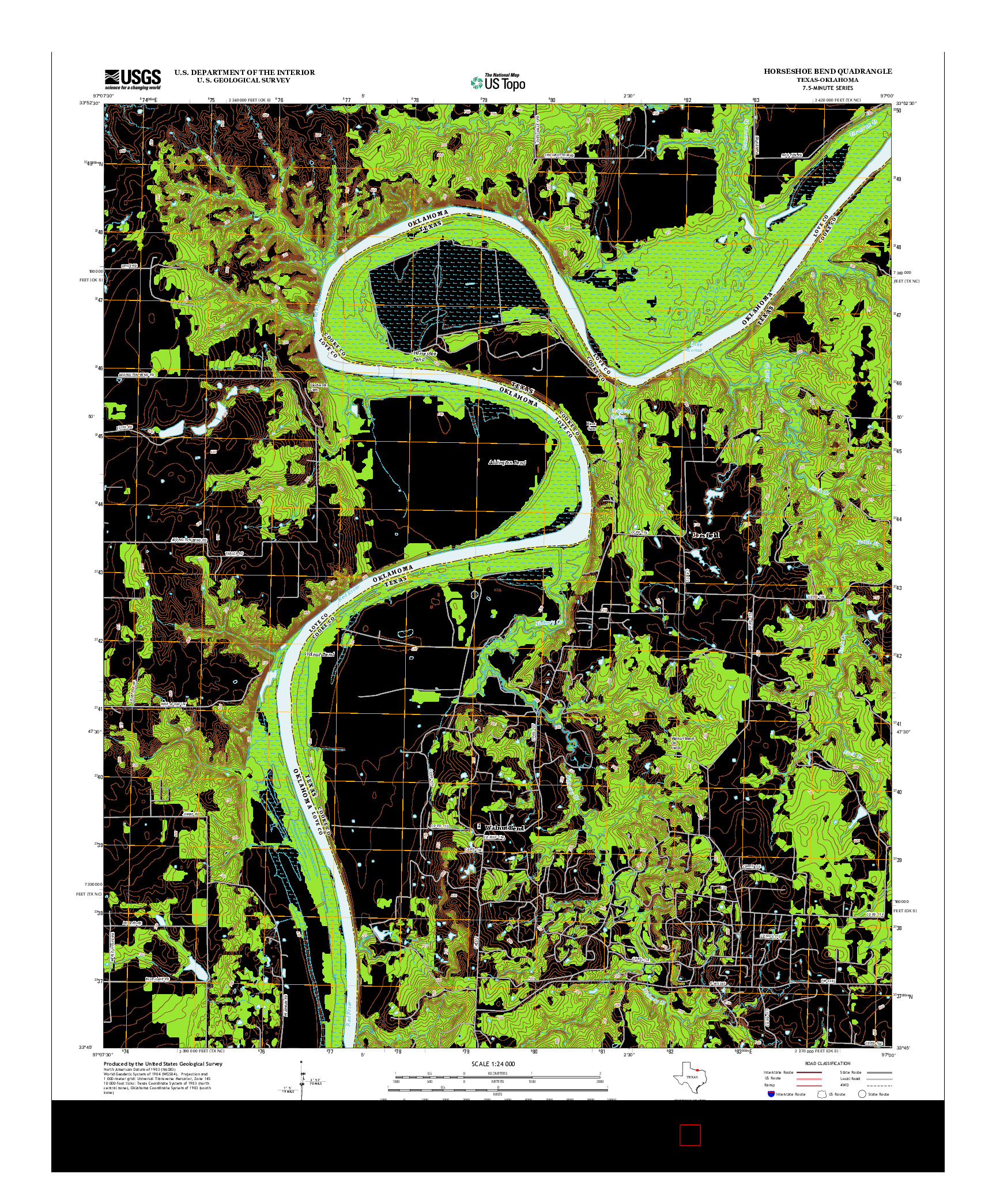 USGS US TOPO 7.5-MINUTE MAP FOR HORSESHOE BEND, TX-OK 2013