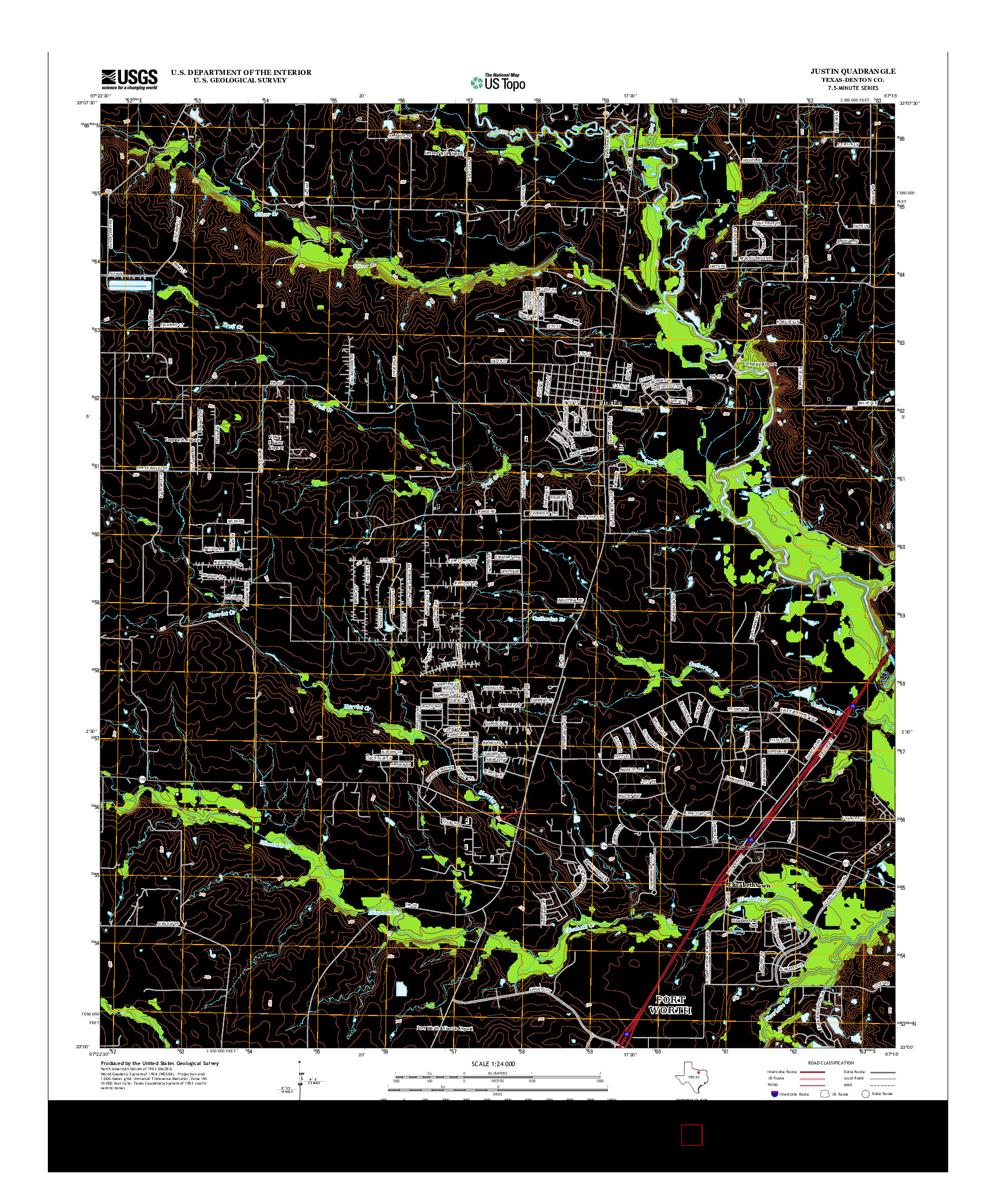 USGS US TOPO 7.5-MINUTE MAP FOR JUSTIN, TX 2013