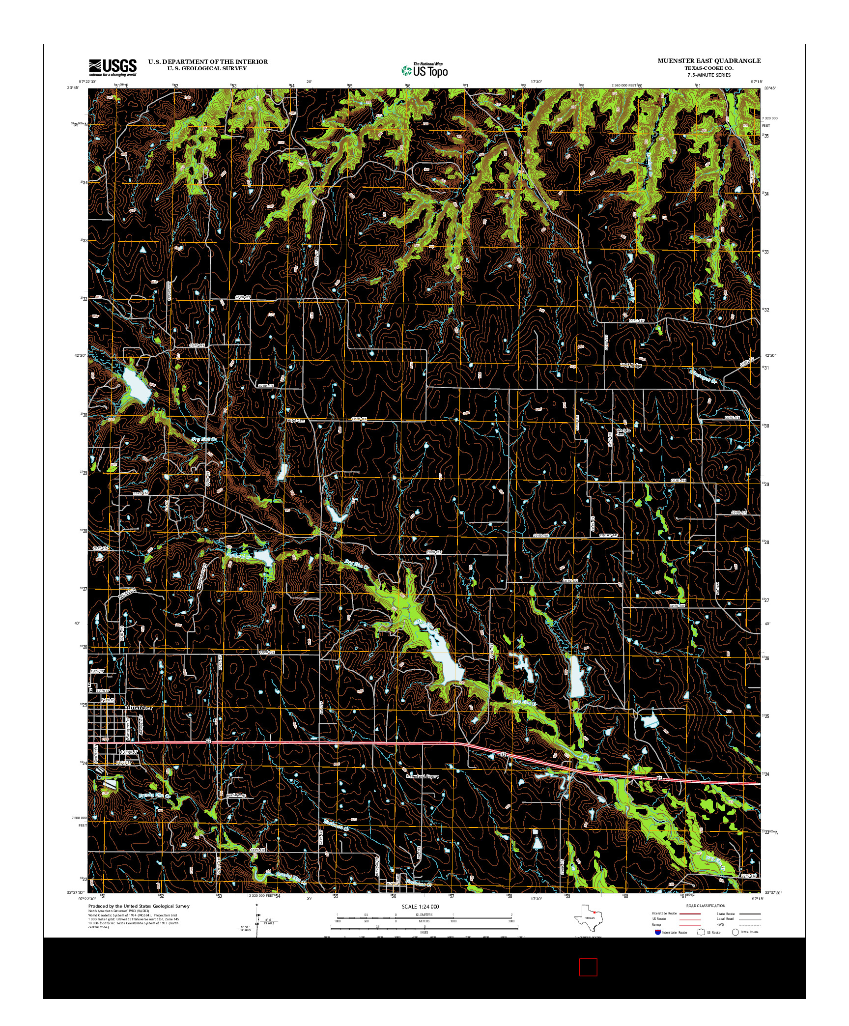 USGS US TOPO 7.5-MINUTE MAP FOR MUENSTER EAST, TX 2013