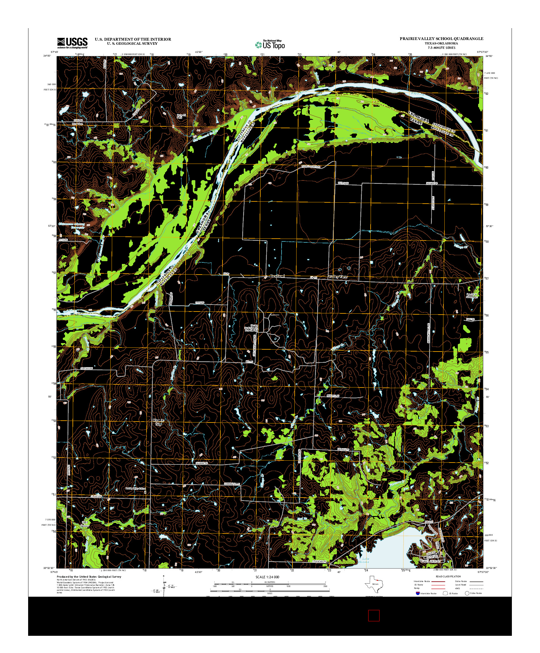 USGS US TOPO 7.5-MINUTE MAP FOR PRAIRIE VALLEY SCHOOL, TX-OK 2013