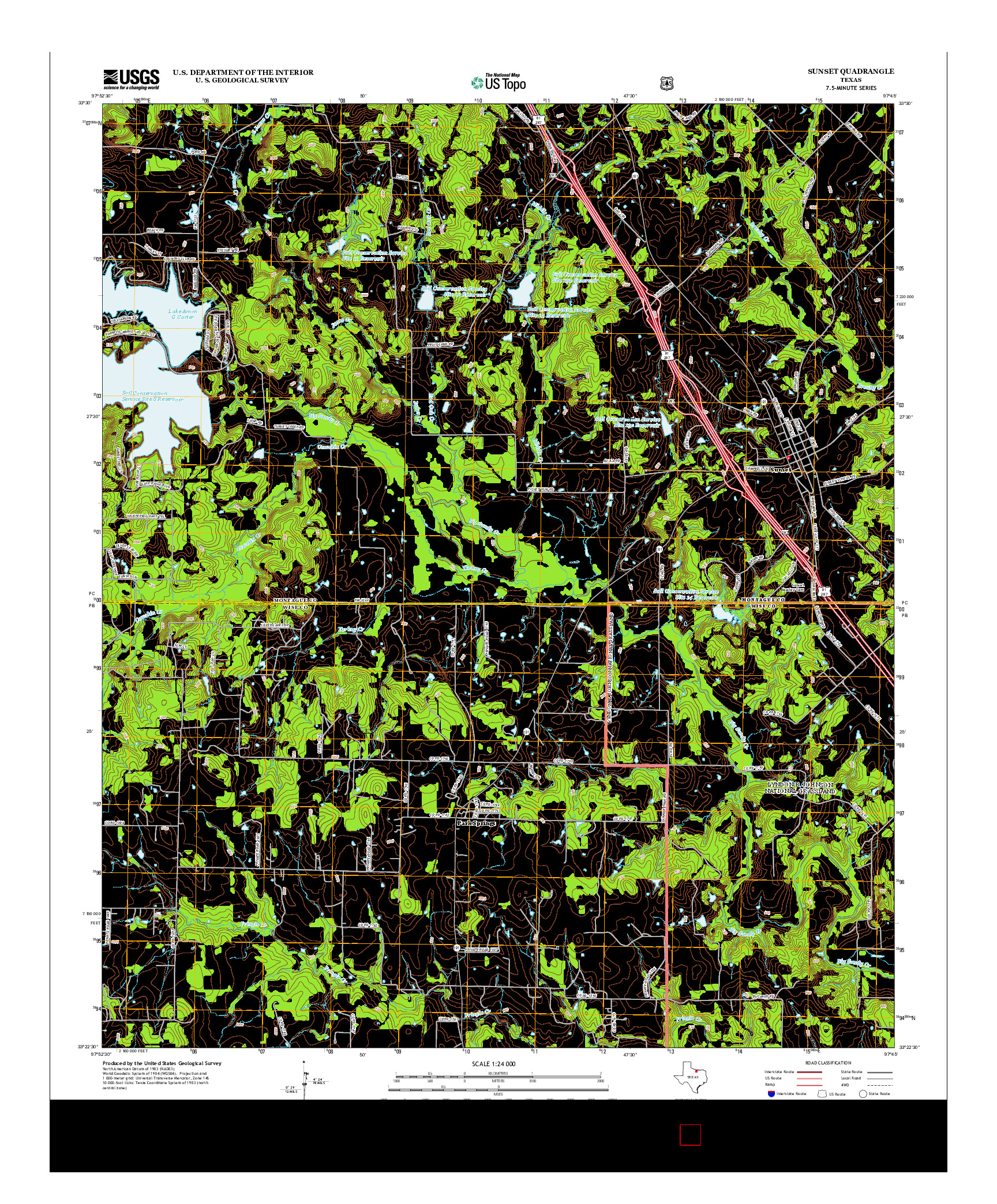 USGS US TOPO 7.5-MINUTE MAP FOR SUNSET, TX 2013