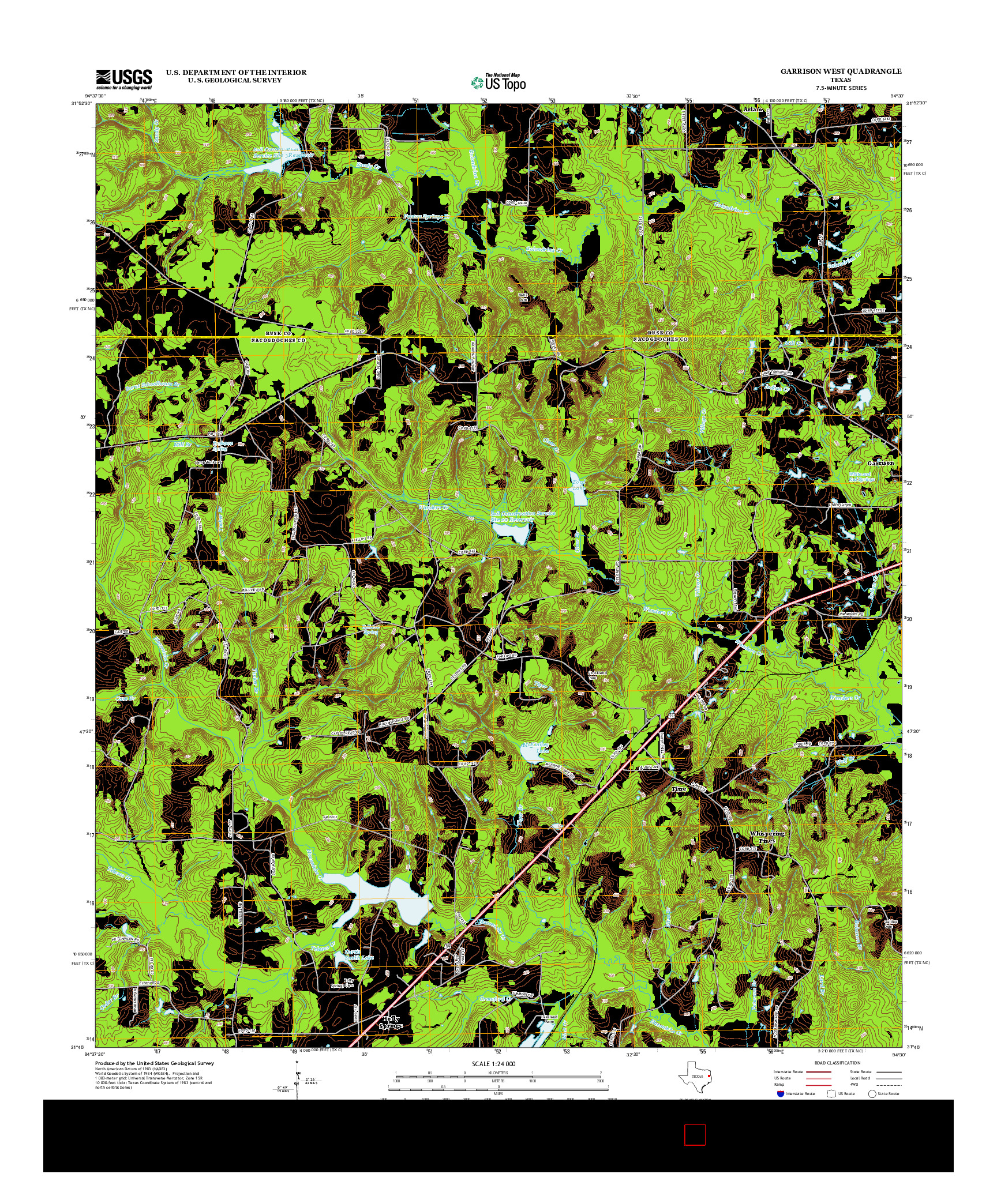 USGS US TOPO 7.5-MINUTE MAP FOR GARRISON WEST, TX 2013
