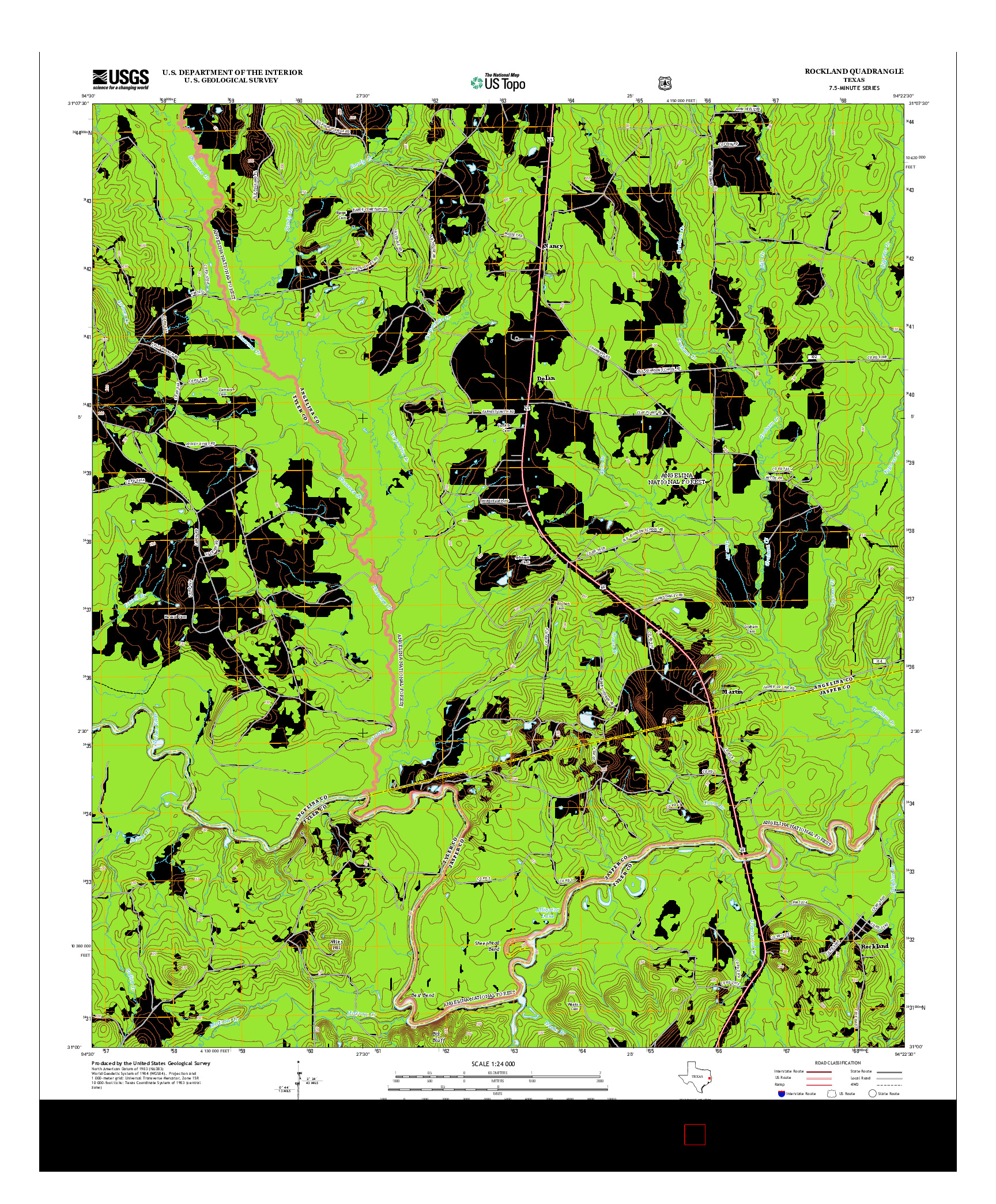 USGS US TOPO 7.5-MINUTE MAP FOR ROCKLAND, TX 2013