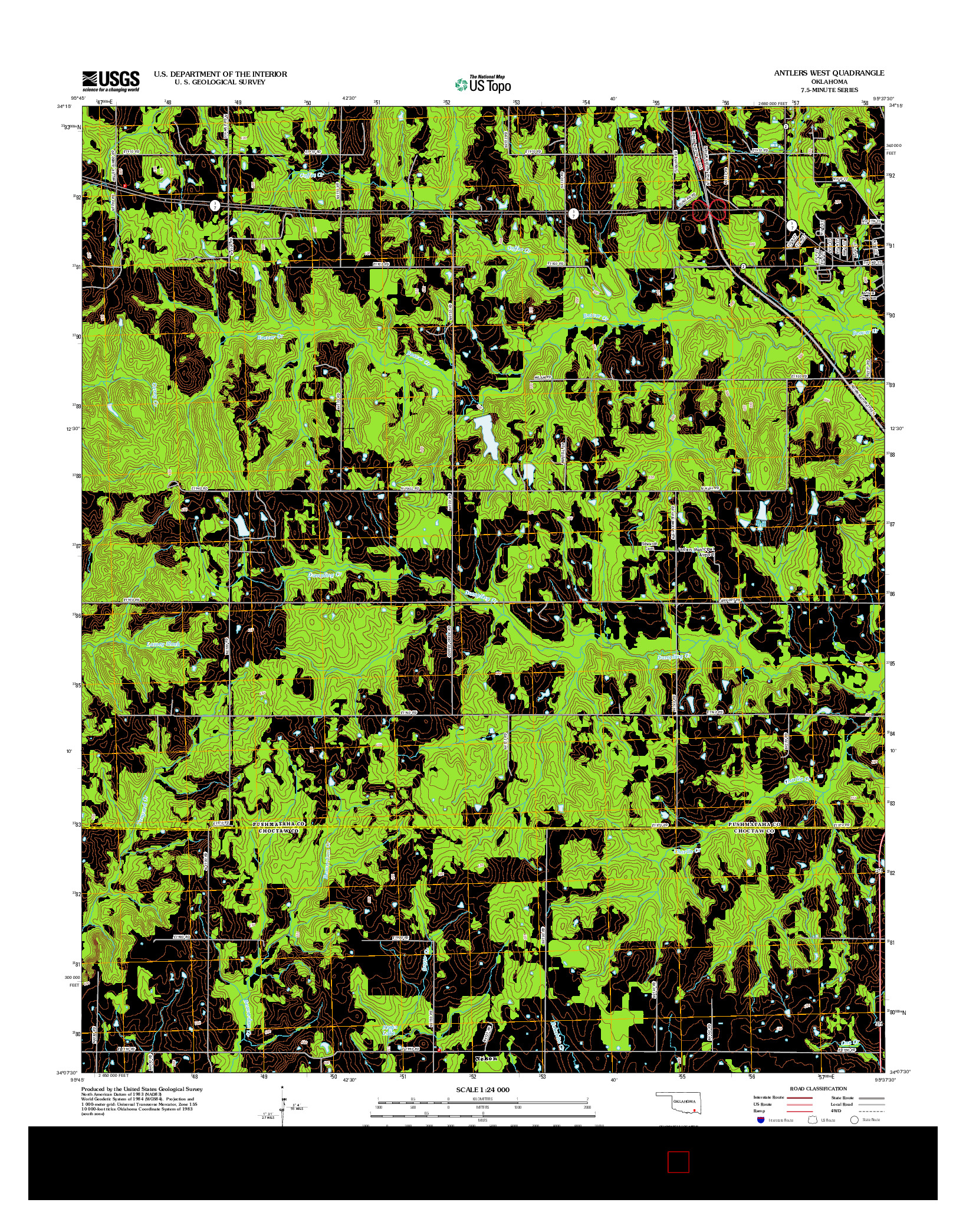 USGS US TOPO 7.5-MINUTE MAP FOR ANTLERS WEST, OK 2013