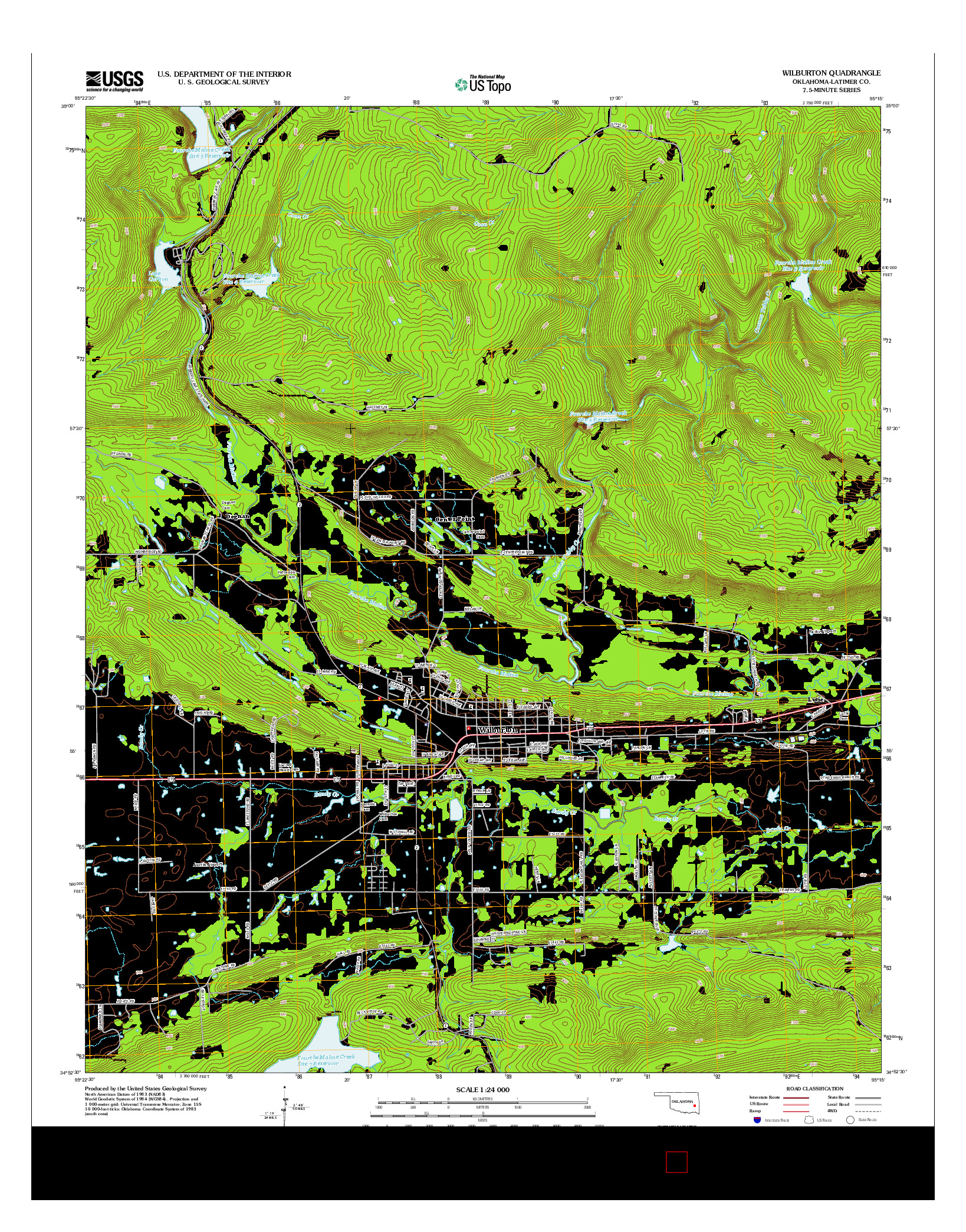 USGS US TOPO 7.5-MINUTE MAP FOR WILBURTON, OK 2013