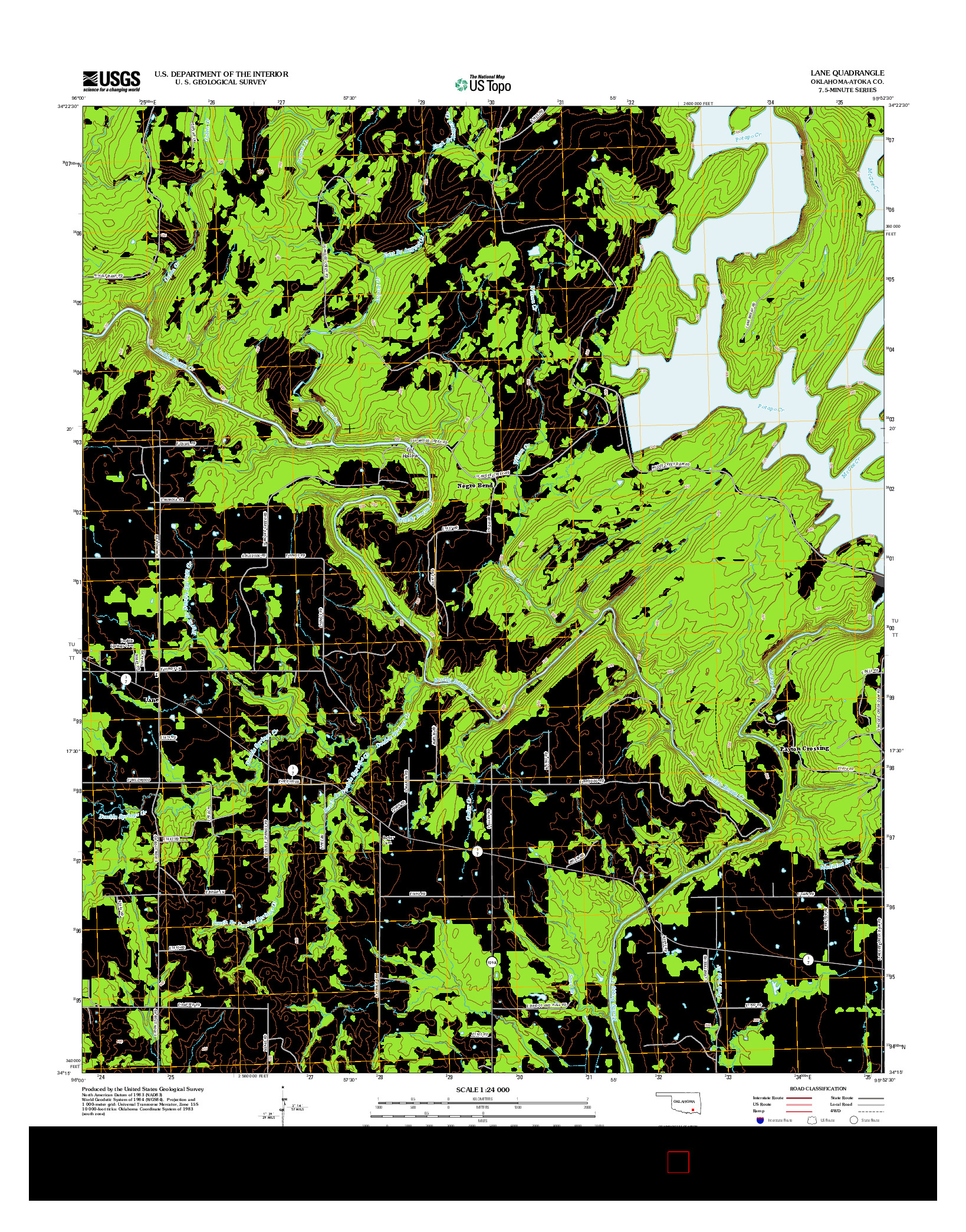 USGS US TOPO 7.5-MINUTE MAP FOR LANE, OK 2013