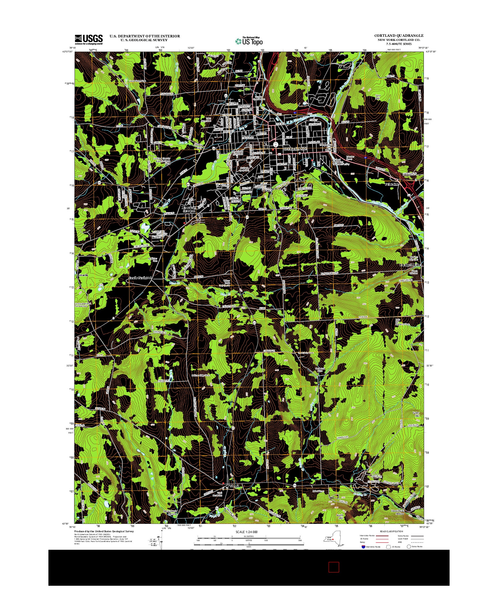 USGS US TOPO 7.5-MINUTE MAP FOR CORTLAND, NY 2013