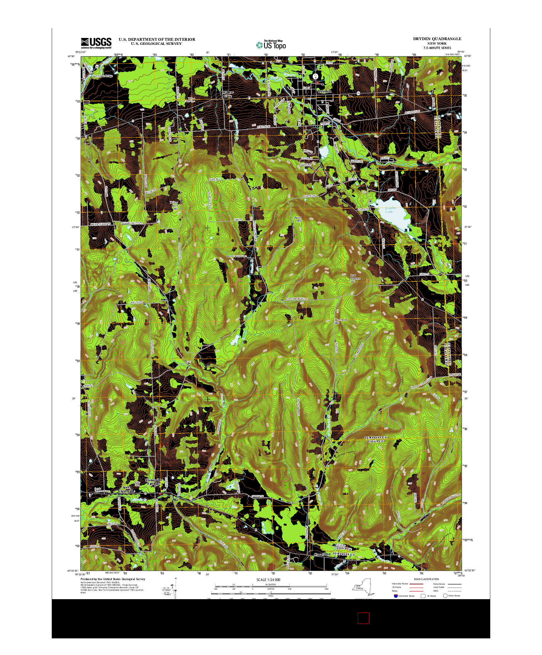 USGS US TOPO 7.5-MINUTE MAP FOR DRYDEN, NY 2013