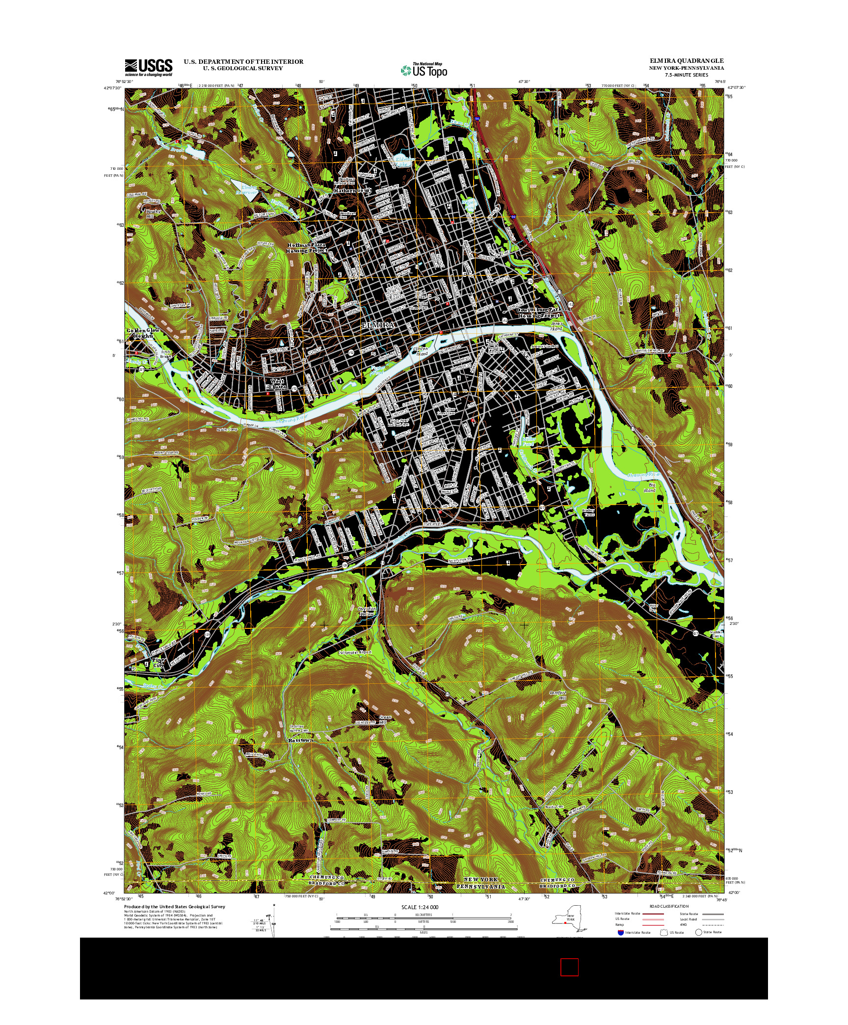 USGS US TOPO 7.5-MINUTE MAP FOR ELMIRA, NY-PA 2013