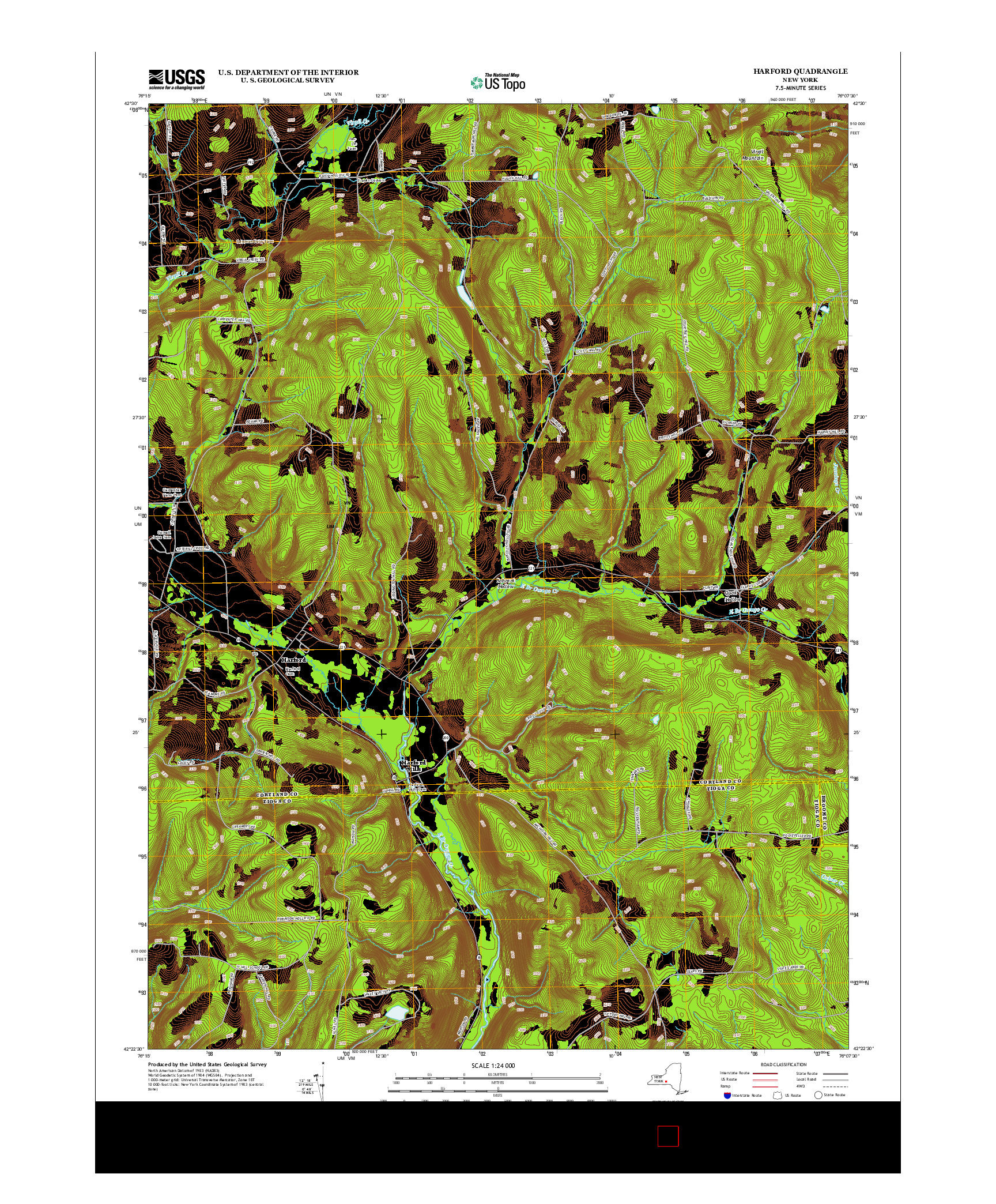 USGS US TOPO 7.5-MINUTE MAP FOR HARFORD, NY 2013