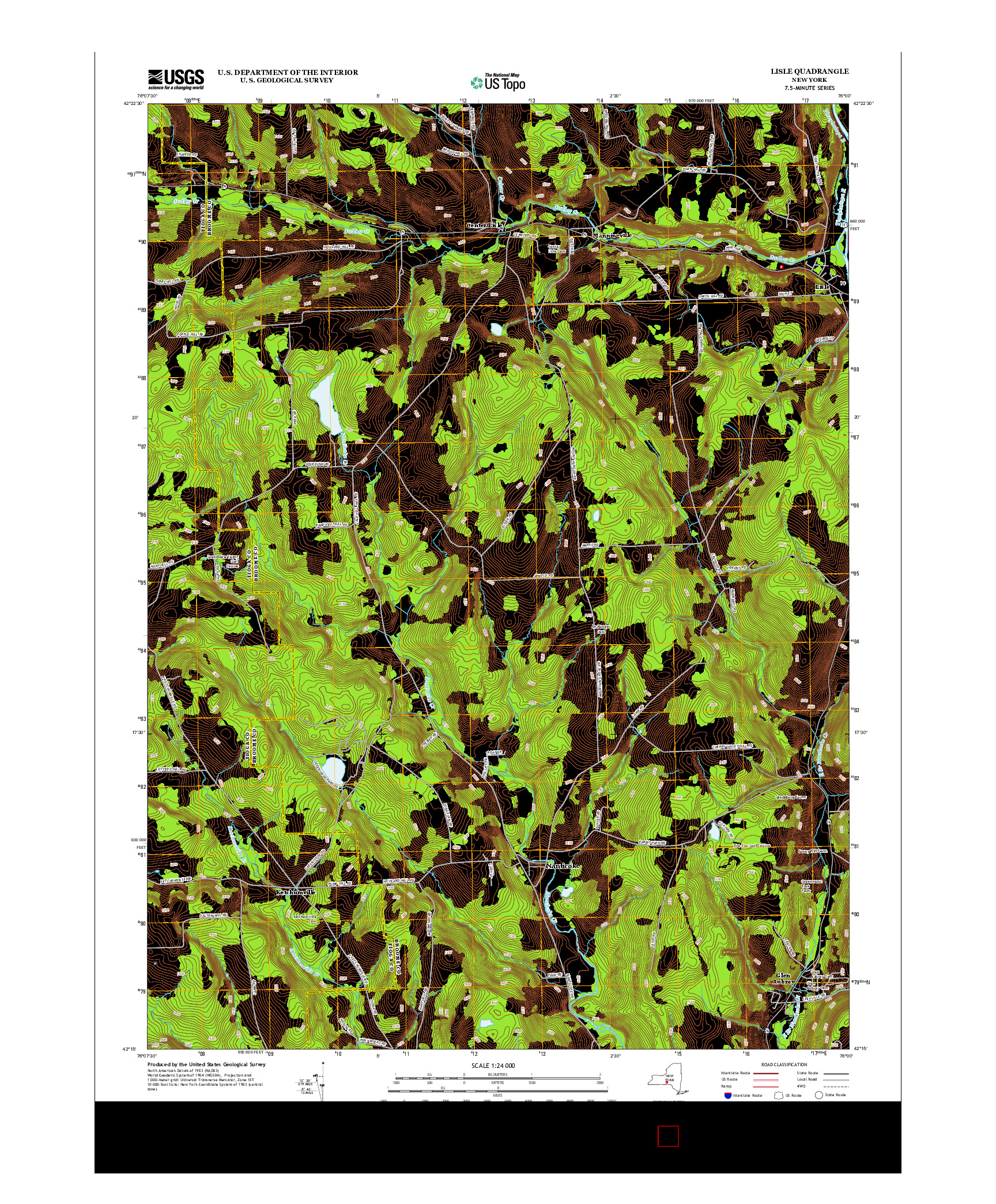 USGS US TOPO 7.5-MINUTE MAP FOR LISLE, NY 2013