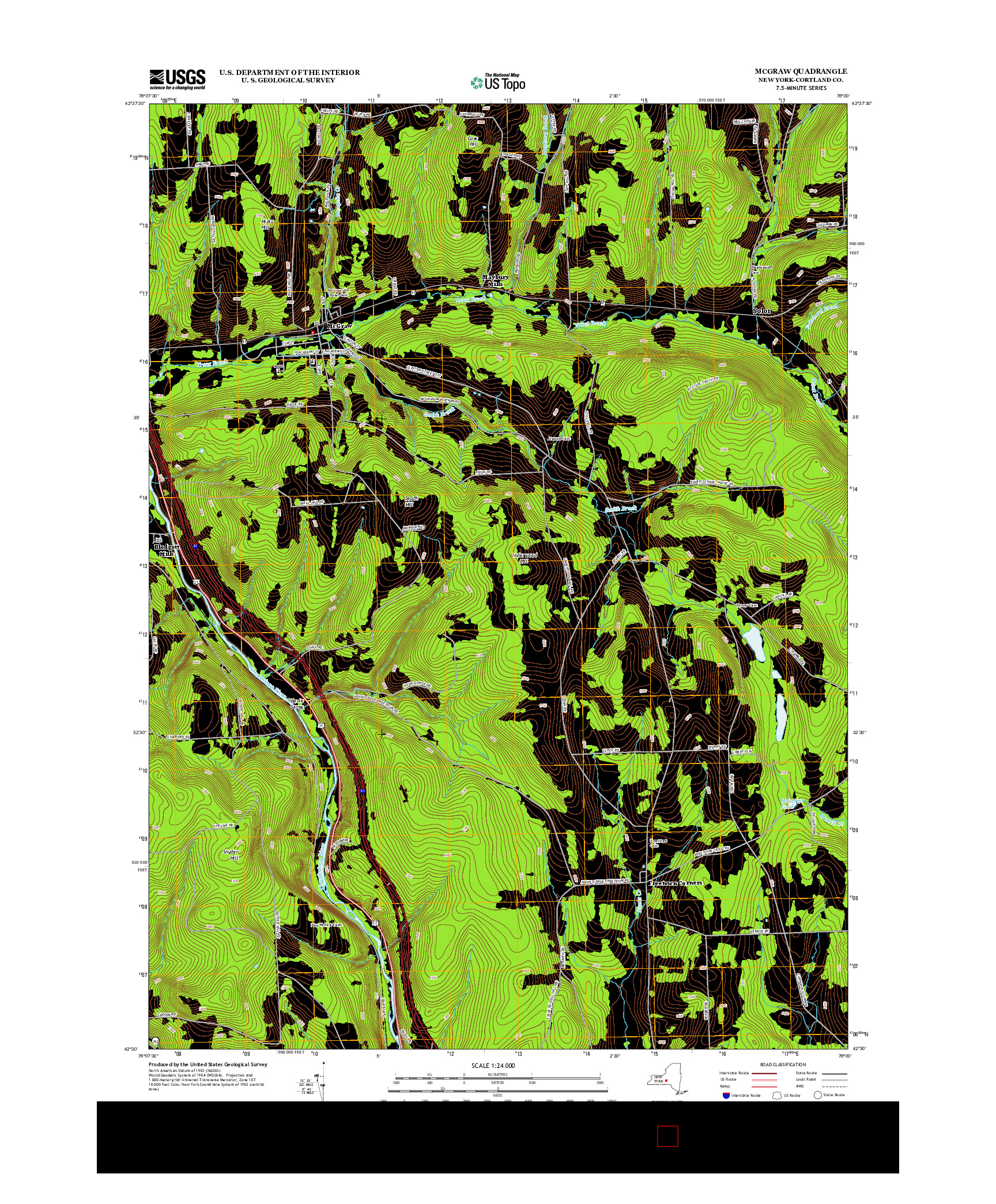 USGS US TOPO 7.5-MINUTE MAP FOR MCGRAW, NY 2013