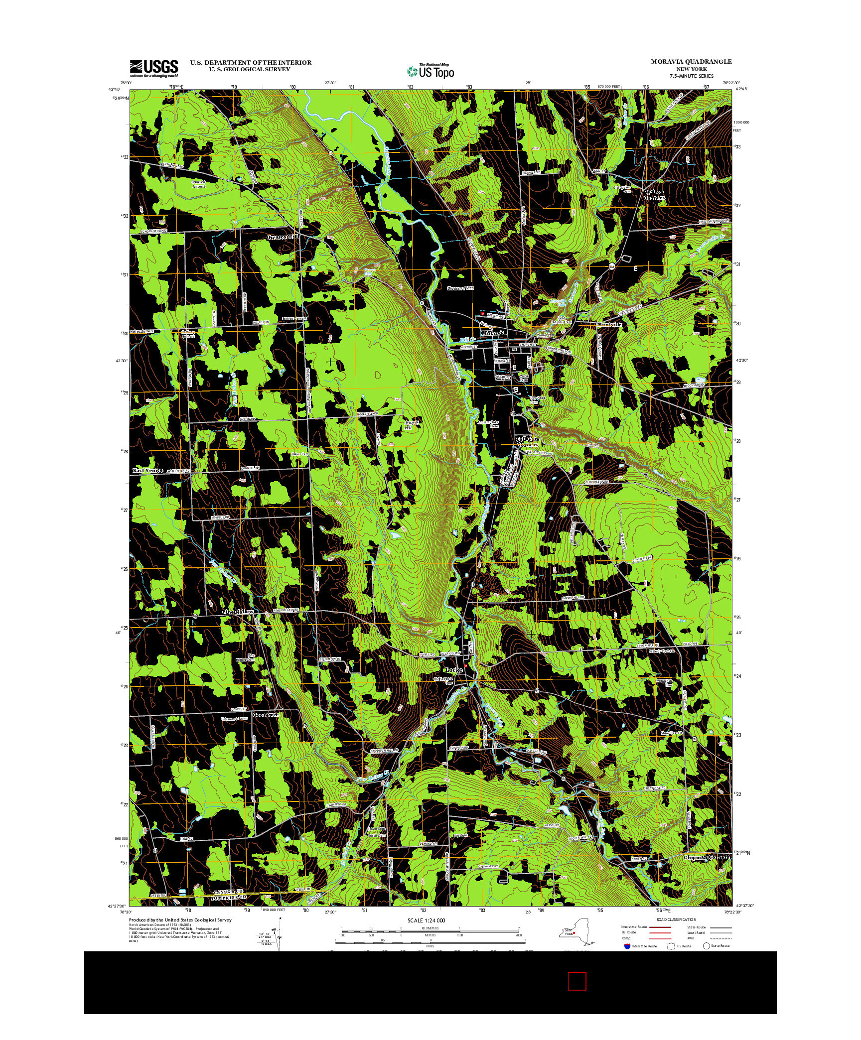 USGS US TOPO 7.5-MINUTE MAP FOR MORAVIA, NY 2013