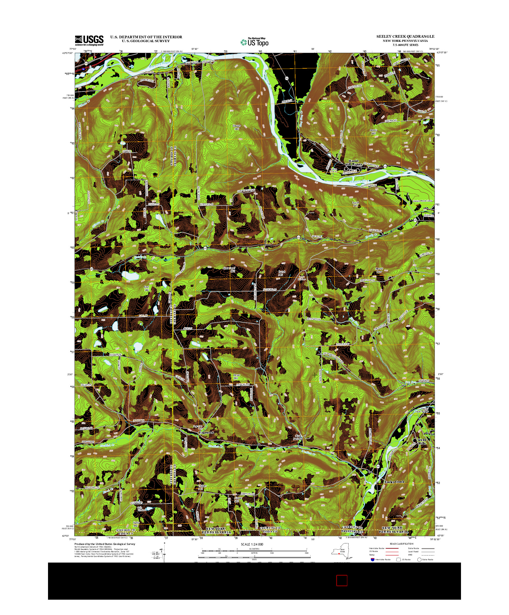 USGS US TOPO 7.5-MINUTE MAP FOR SEELEY CREEK, NY-PA 2013