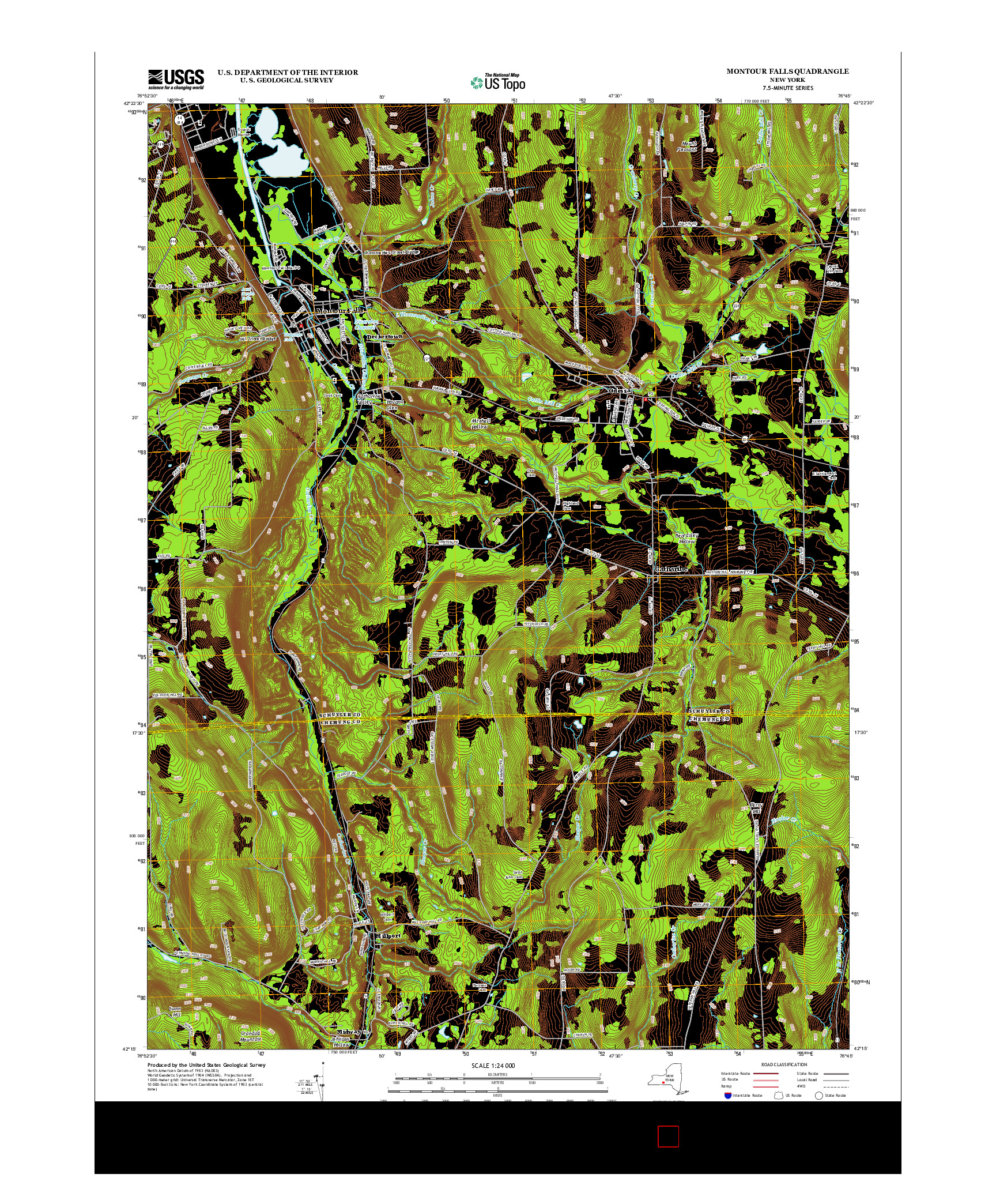 USGS US TOPO 7.5-MINUTE MAP FOR MONTOUR FALLS, NY 2013