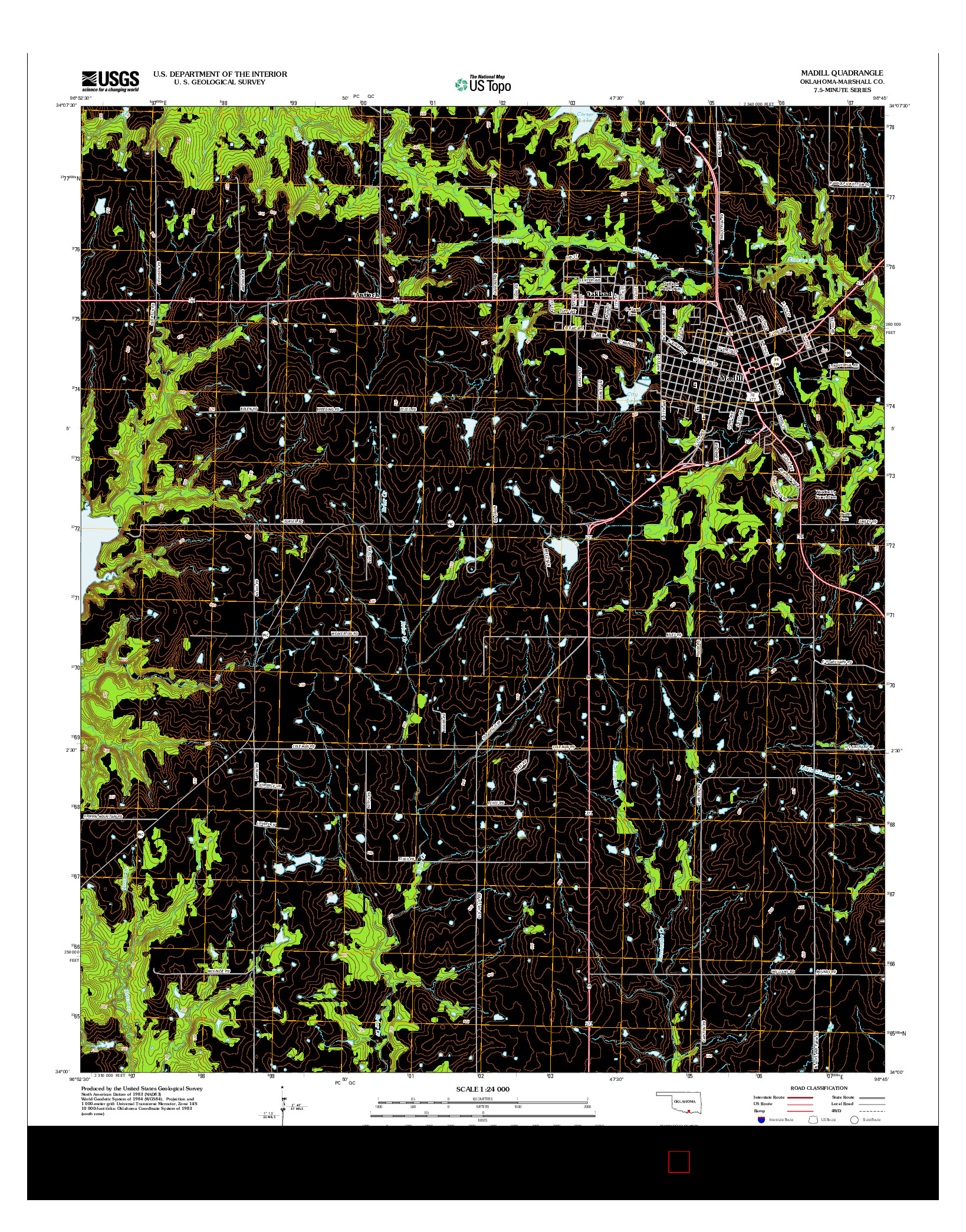 USGS US TOPO 7.5-MINUTE MAP FOR MADILL, OK 2013