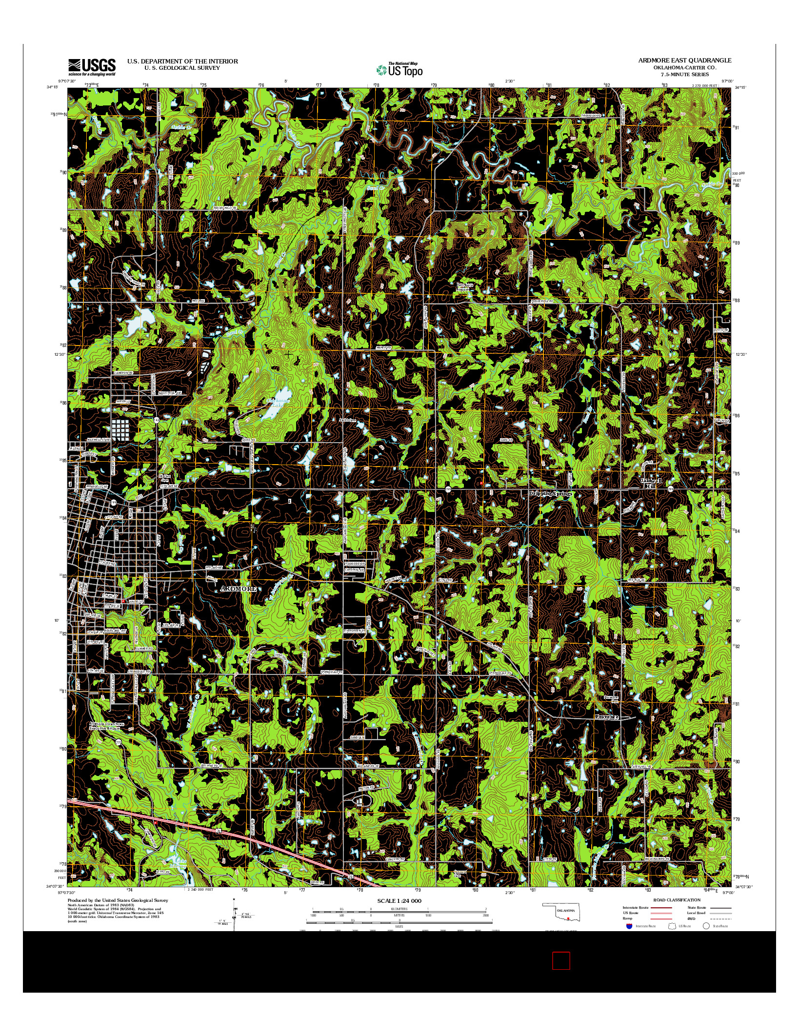 USGS US TOPO 7.5-MINUTE MAP FOR ARDMORE EAST, OK 2013
