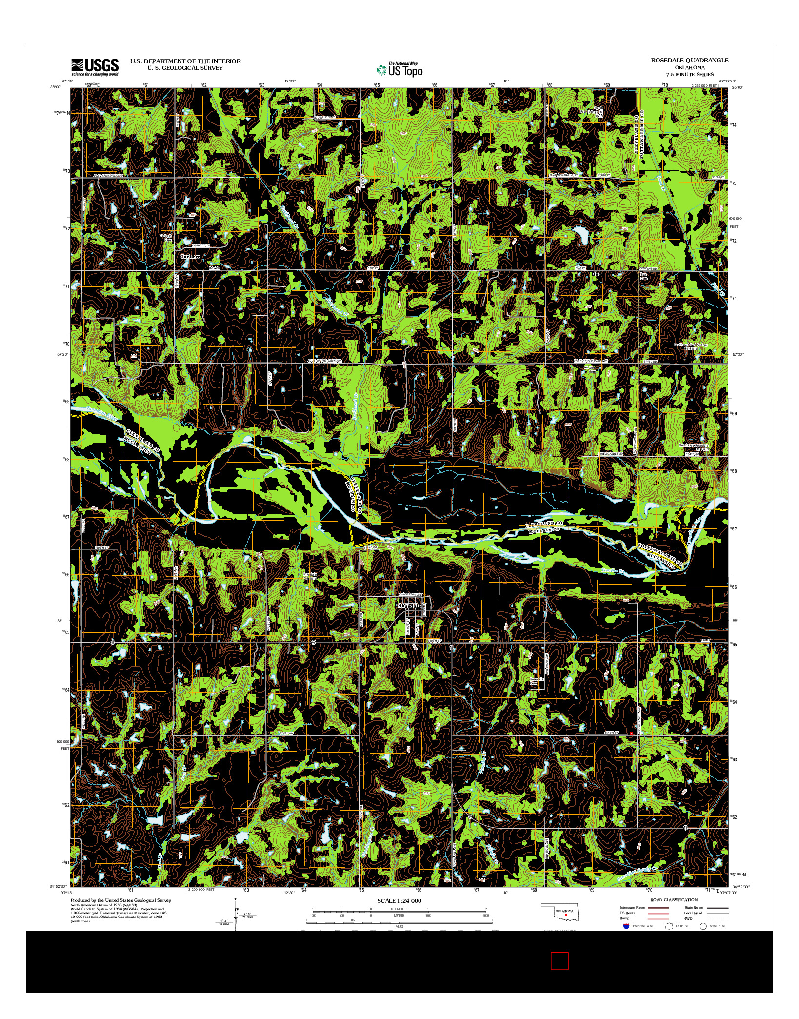 USGS US TOPO 7.5-MINUTE MAP FOR ROSEDALE, OK 2013