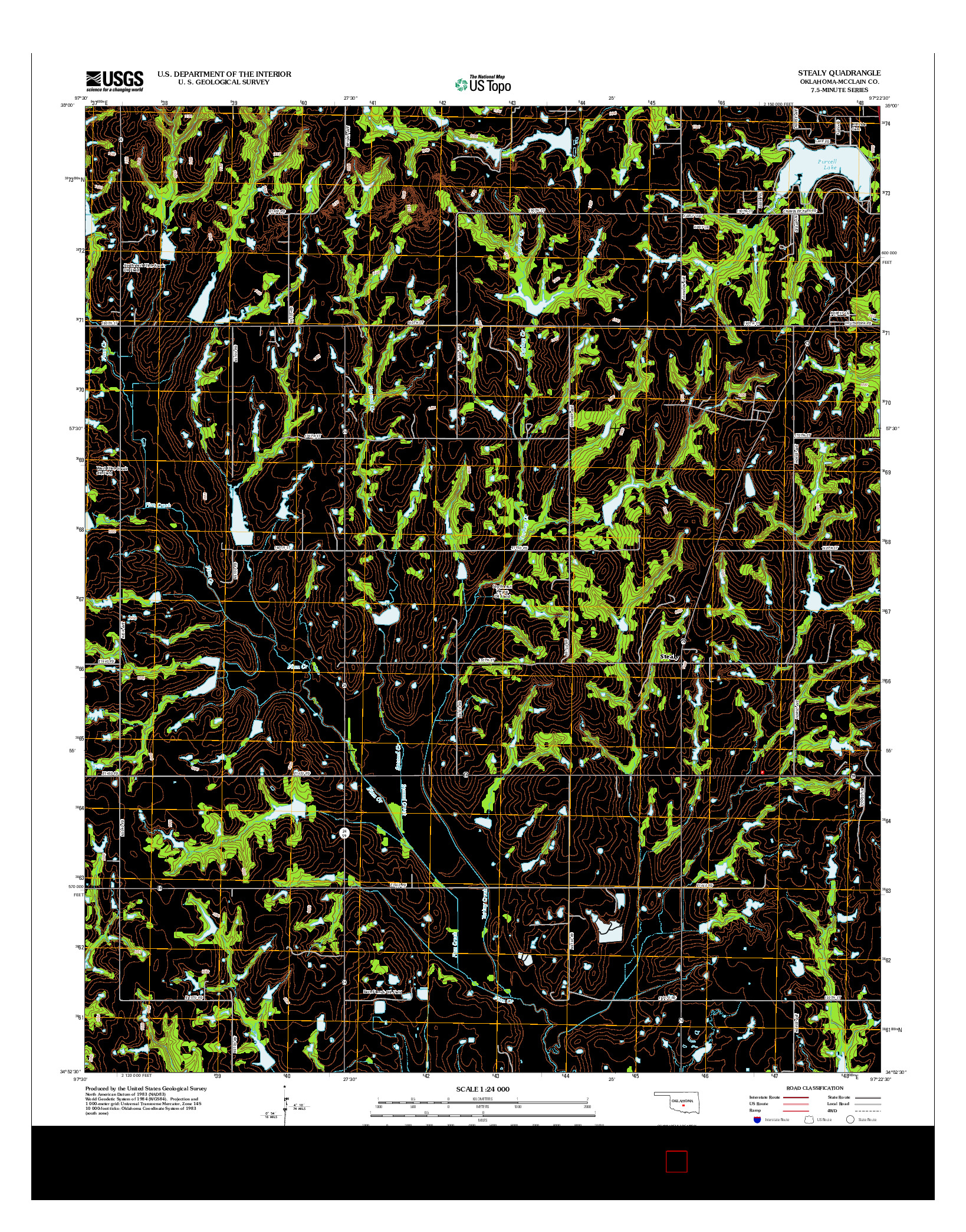 USGS US TOPO 7.5-MINUTE MAP FOR STEALY, OK 2013