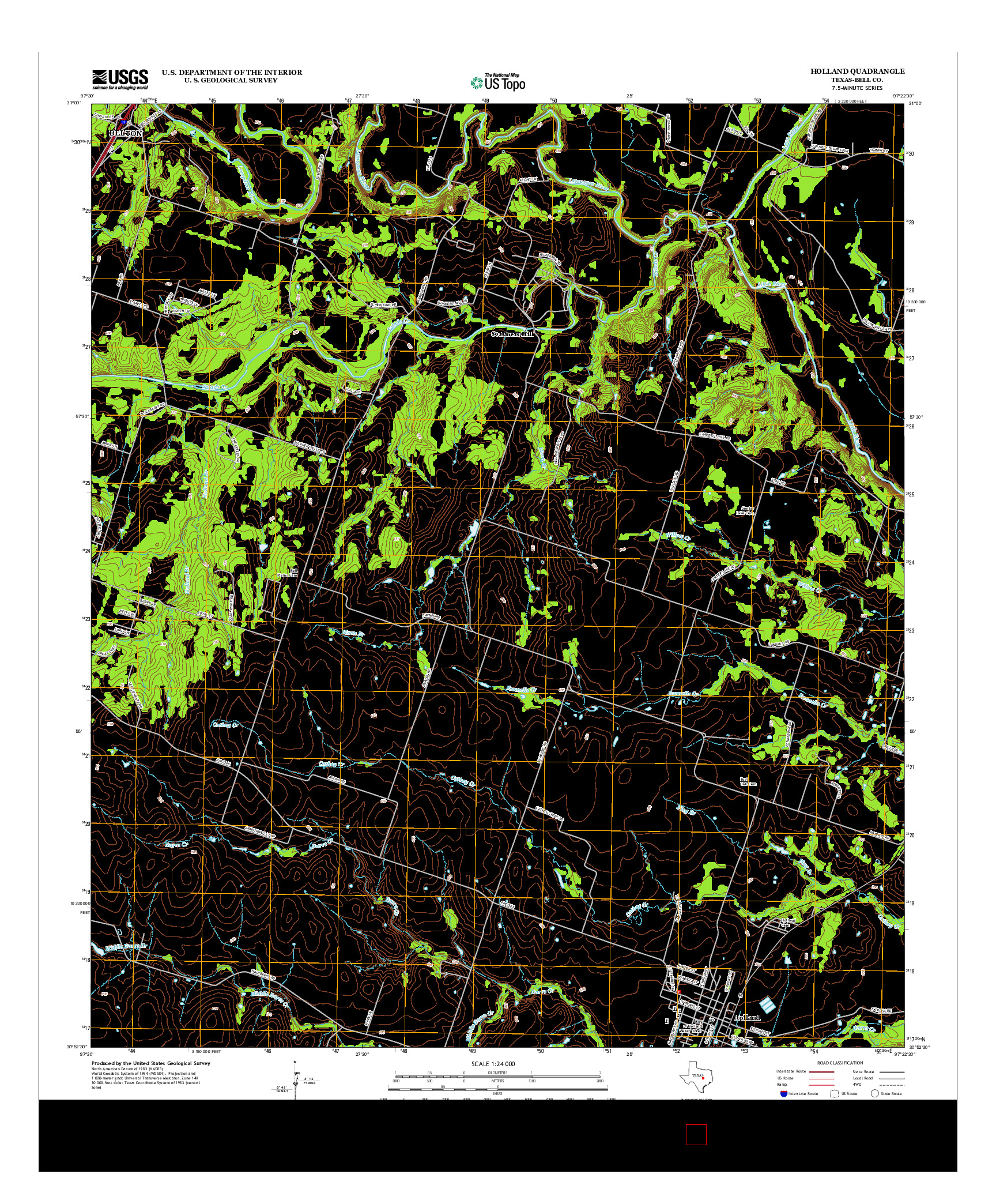 USGS US TOPO 7.5-MINUTE MAP FOR HOLLAND, TX 2013