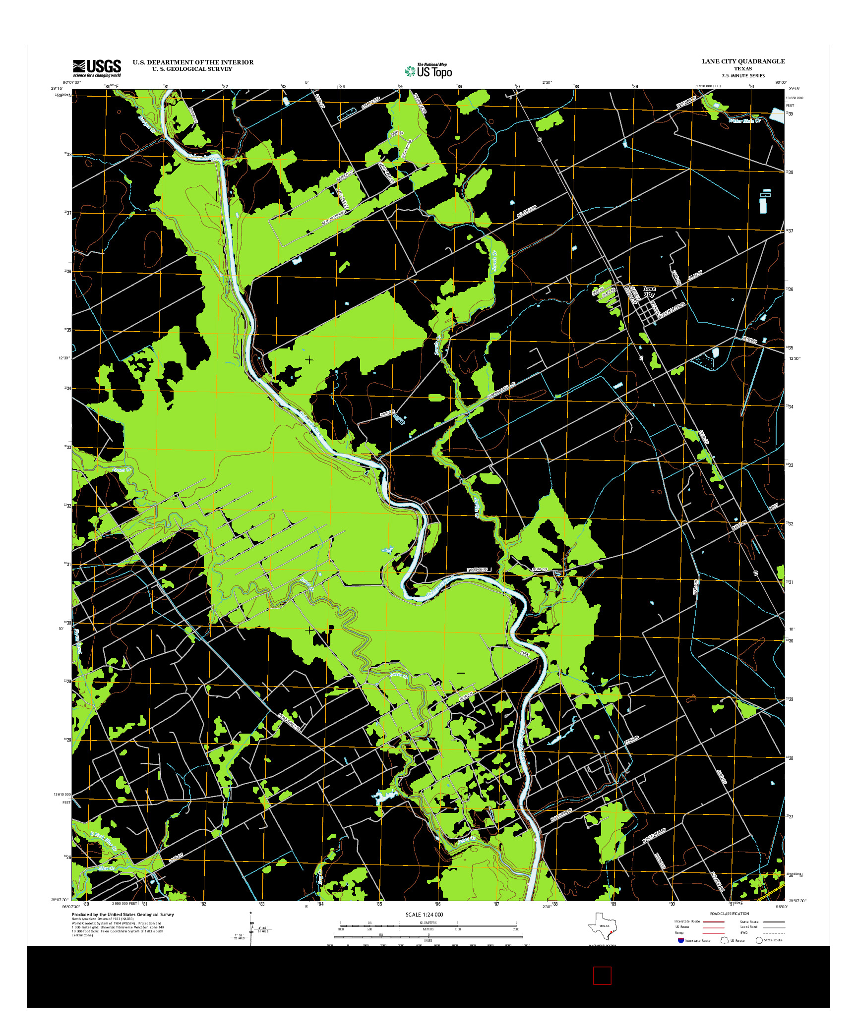 USGS US TOPO 7.5-MINUTE MAP FOR LANE CITY, TX 2013