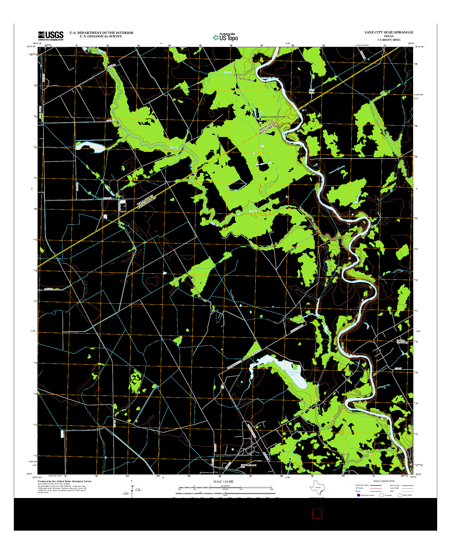 USGS US TOPO 7.5-MINUTE MAP FOR LANE CITY SE, TX 2013