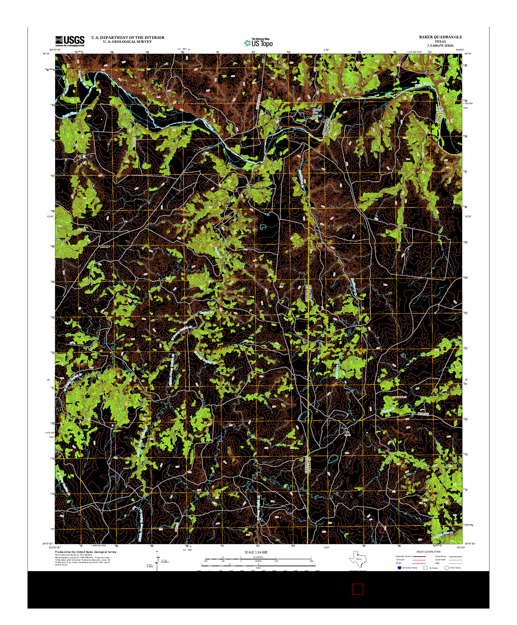 USGS US TOPO 7.5-MINUTE MAP FOR BAKER, TX 2013